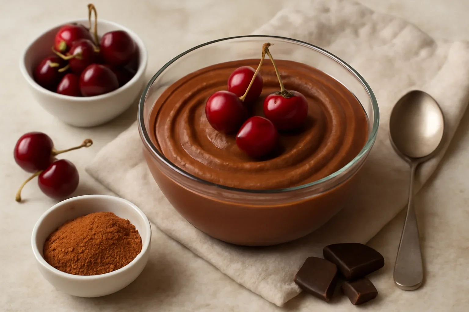 Mousse vegan de ciocolată și cireșe