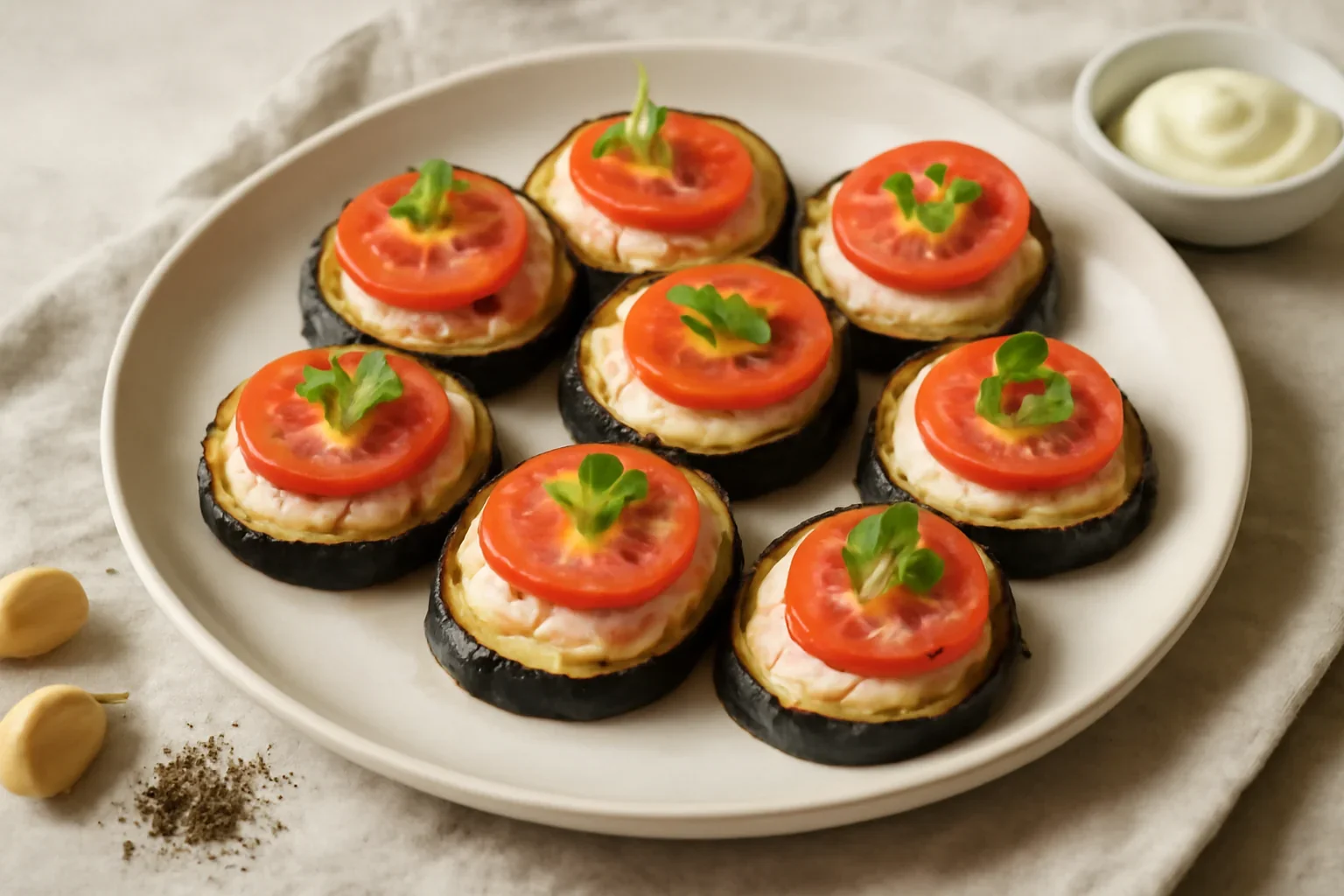 Limba soacrei, aperitiv cu vinete si maioneza picanta