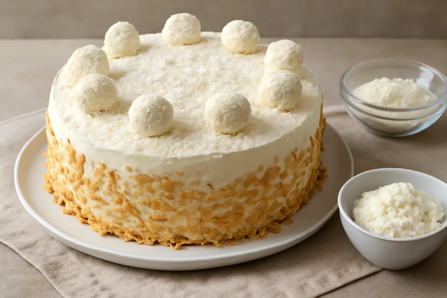 Tort Raffaello cu mascarpone si cocos