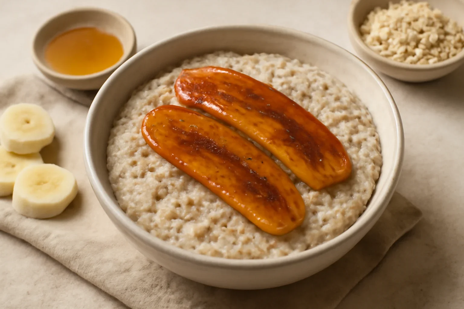 Terci de ovăz cu banană caramelizată