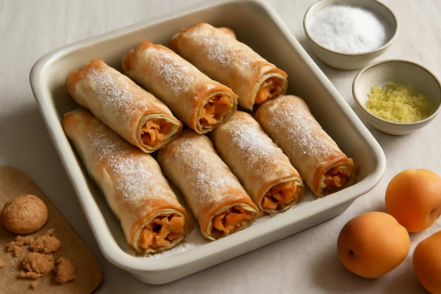 Pachetele cu caise in foi de strudel