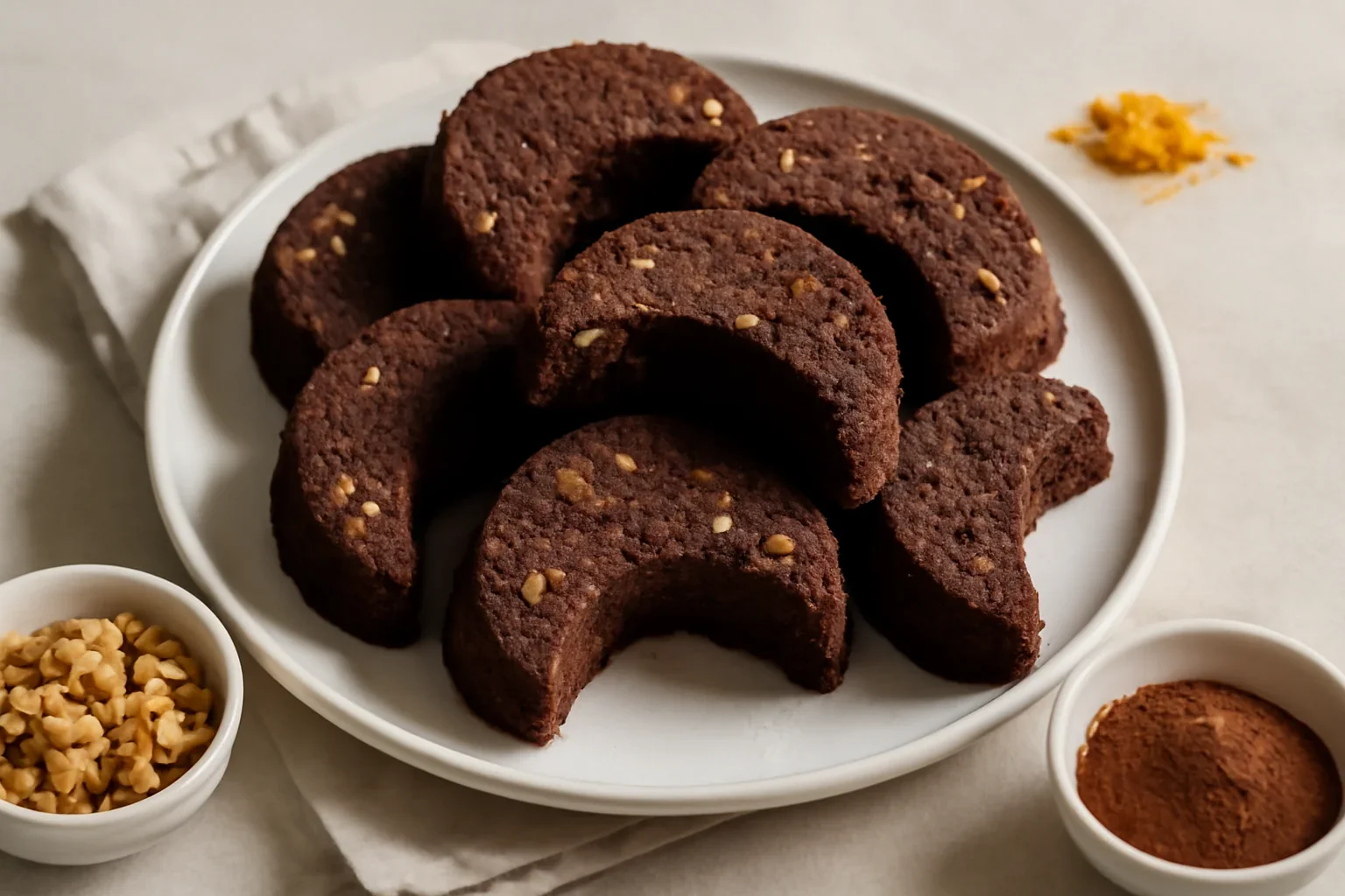 Prăjitura semilună cu nucă și cacao – o negresă foarte pufoasă