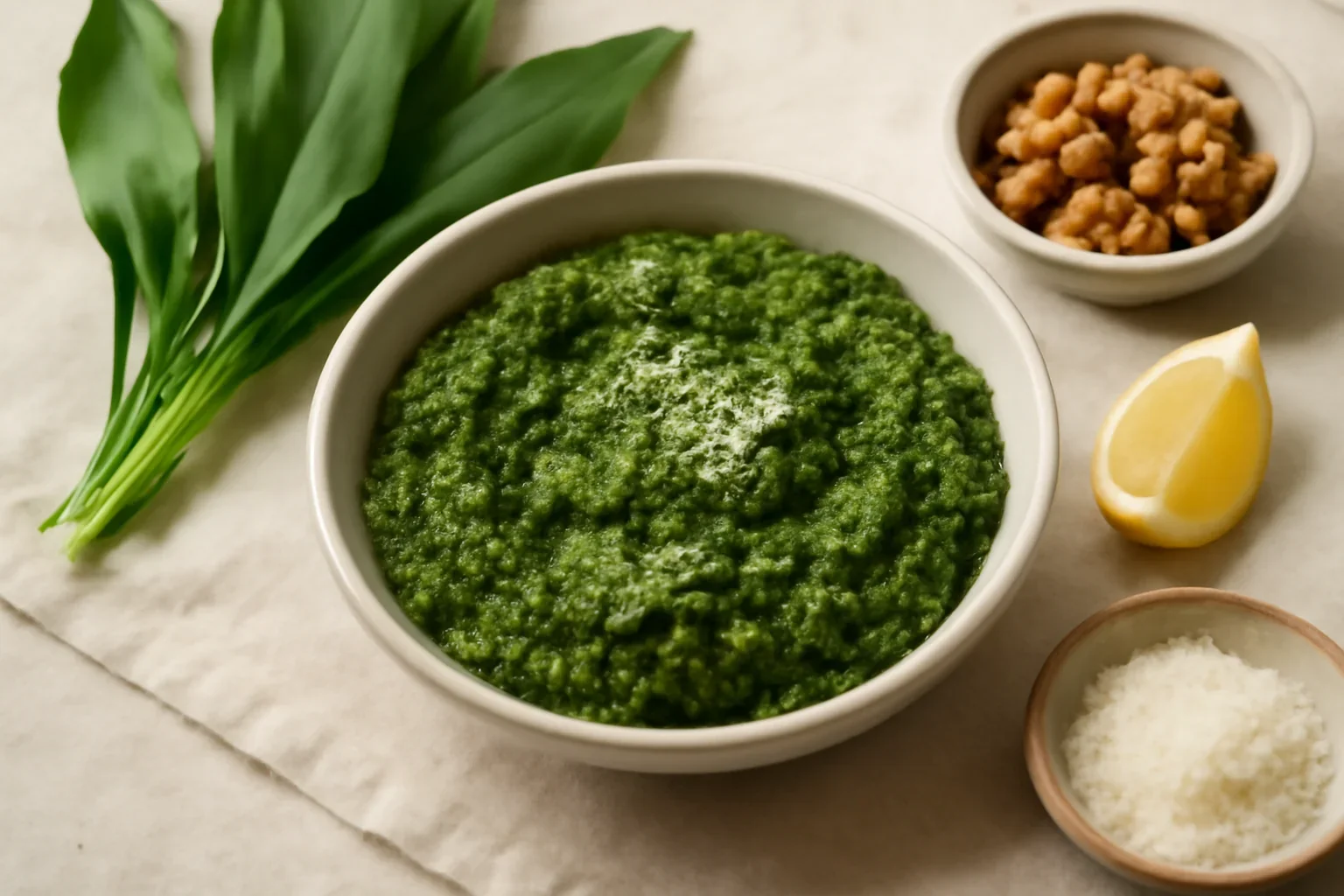 Pesto de leurda cu nuci si parmezan