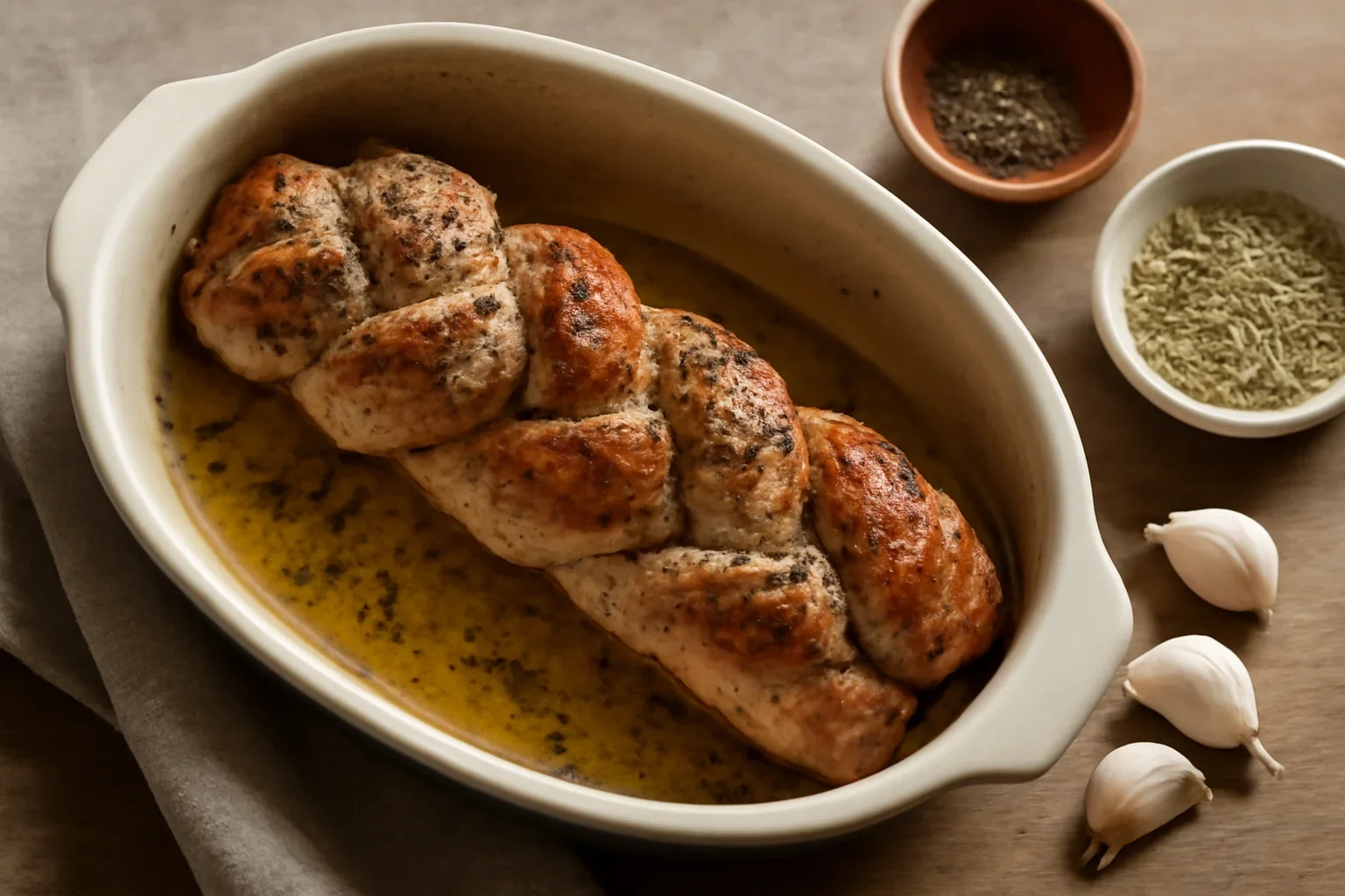 Muschiulet de porc impletit cu carnati de casa