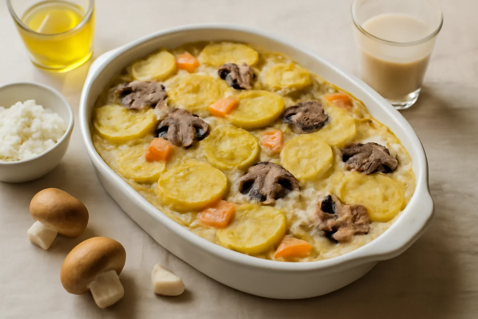 Cartoﬁ la cuptor cu ciuperci