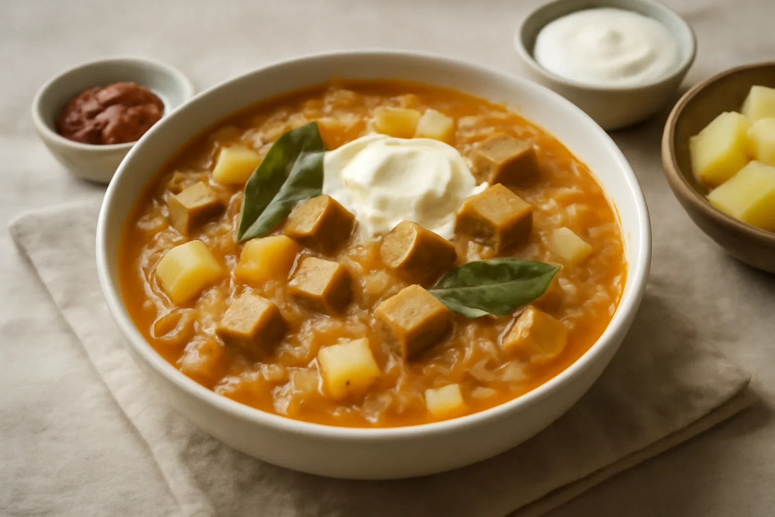 Supă de varză murată cu tofu afumat