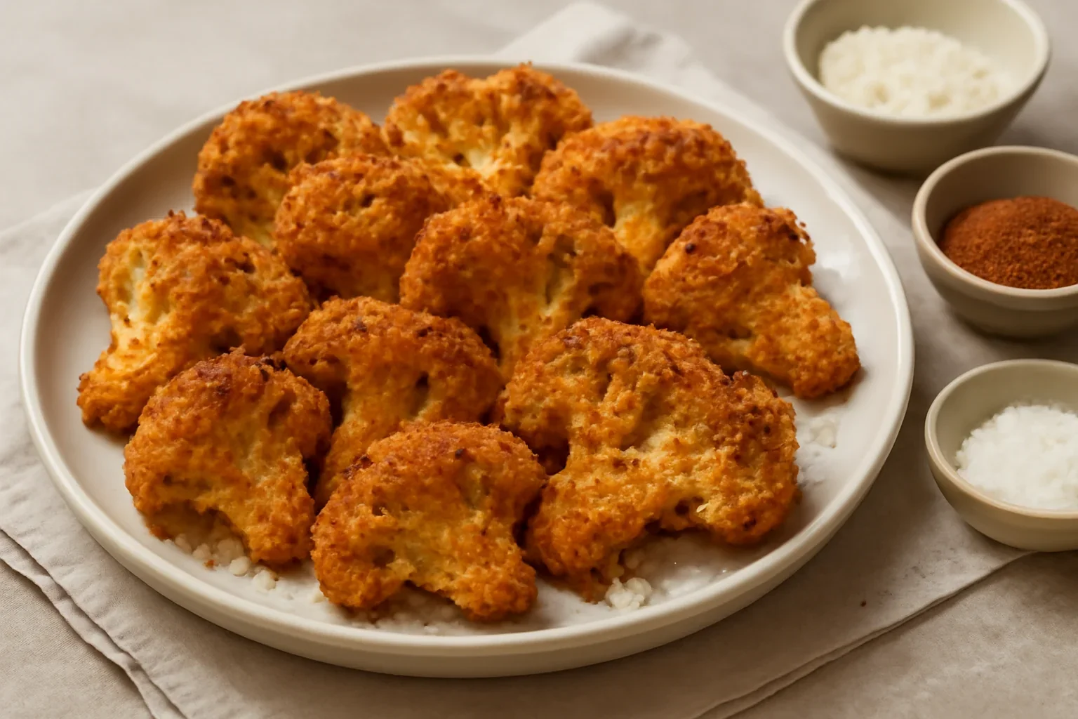 Șnițele din conopidă pane la cuptor sau la air fryer – cu crustă crocantă cu usturoi