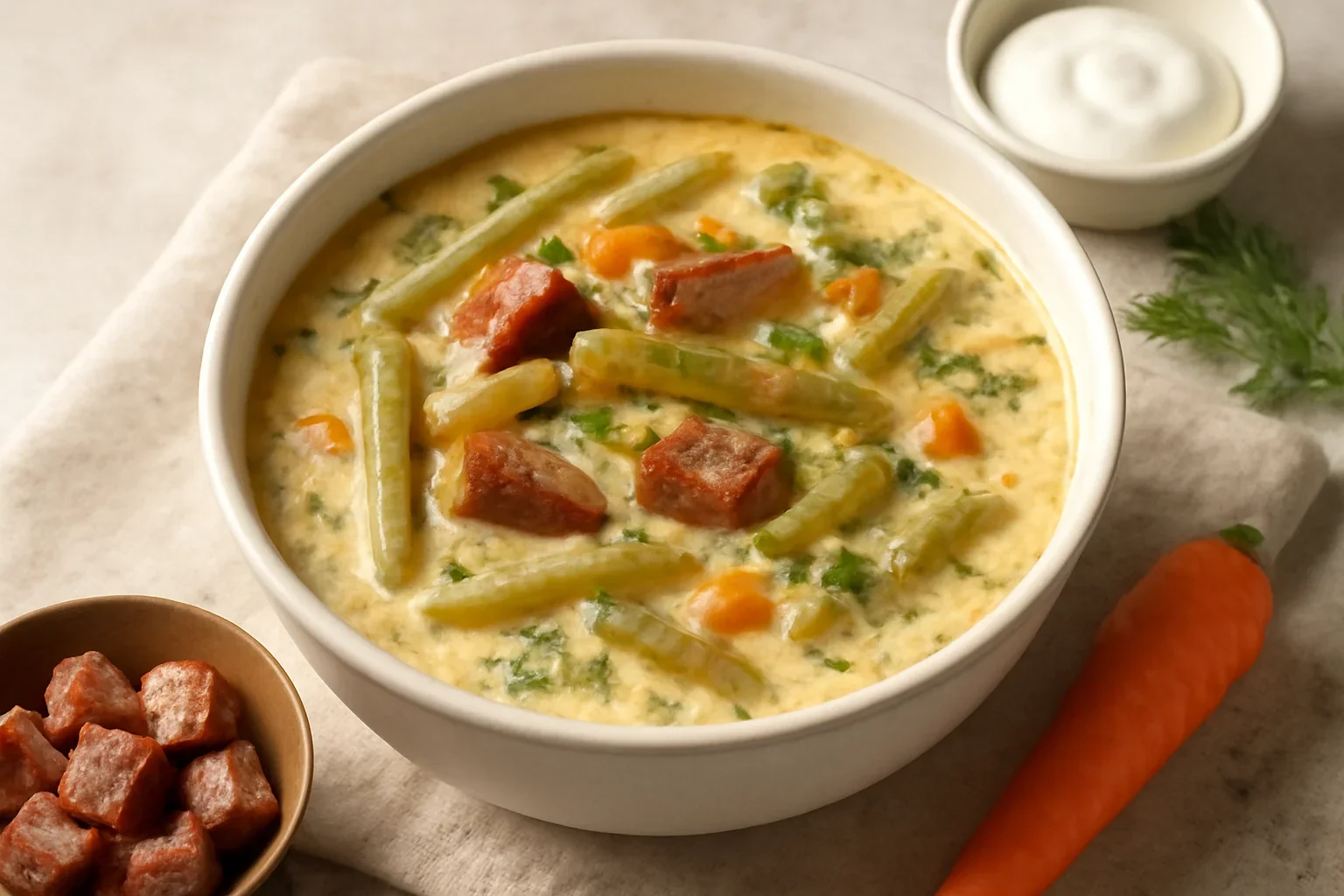 Ciorba de pastai cu smantana si afumatura