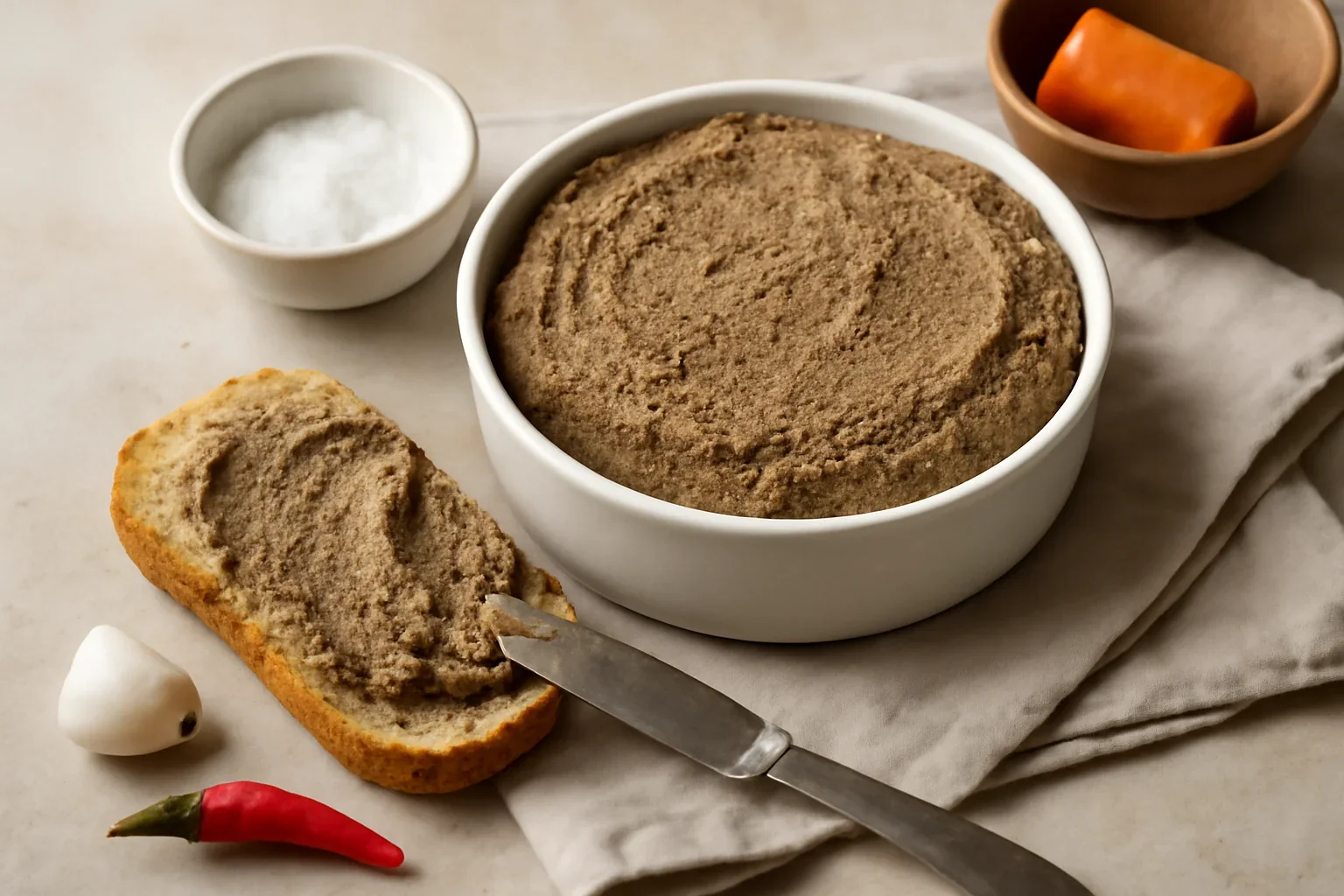 Pate de ficat de pui, porc sau vitel