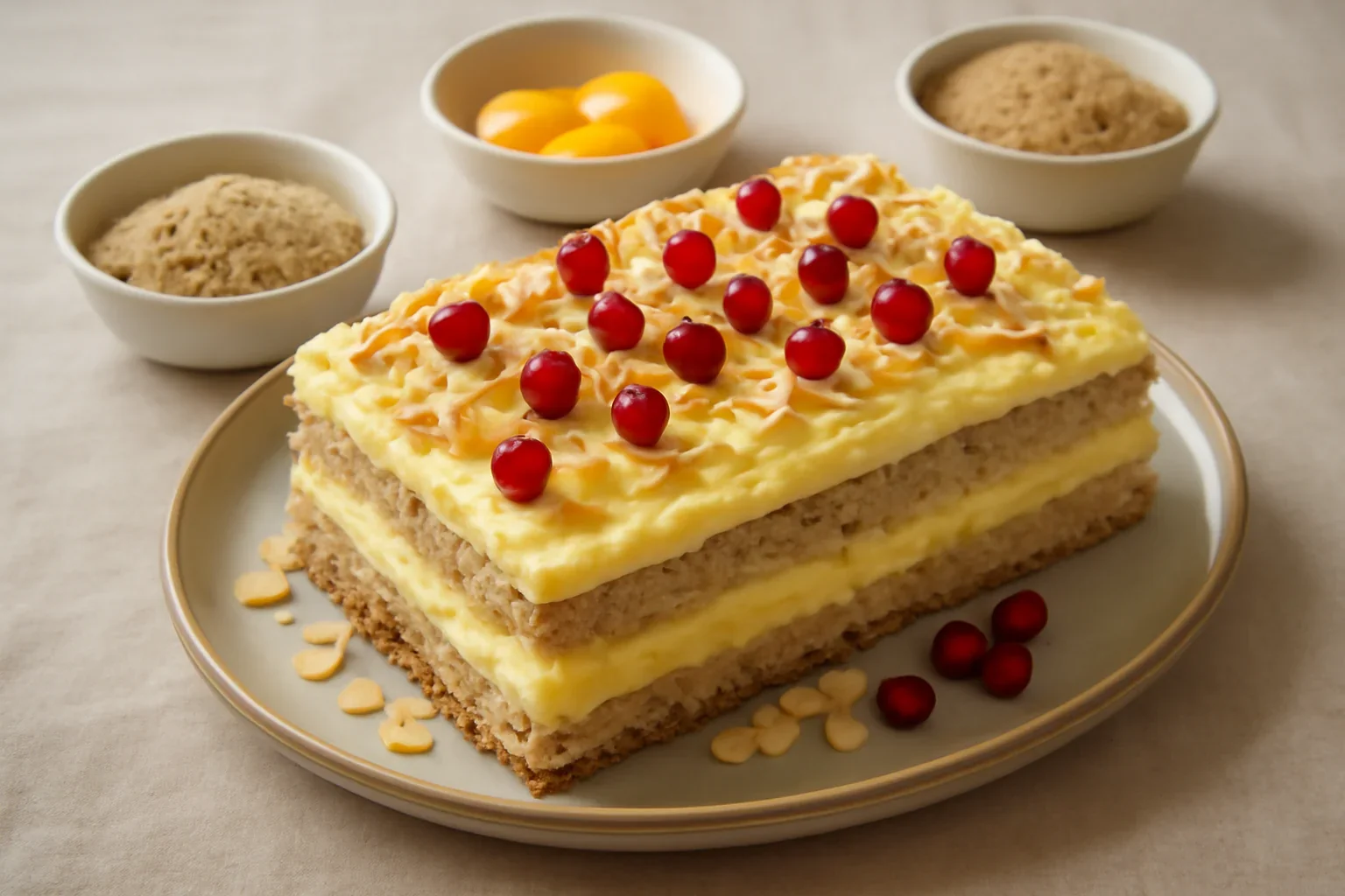 Prajitura suedeza cu bezea de migdale si crema de vanilie (IKEA)
