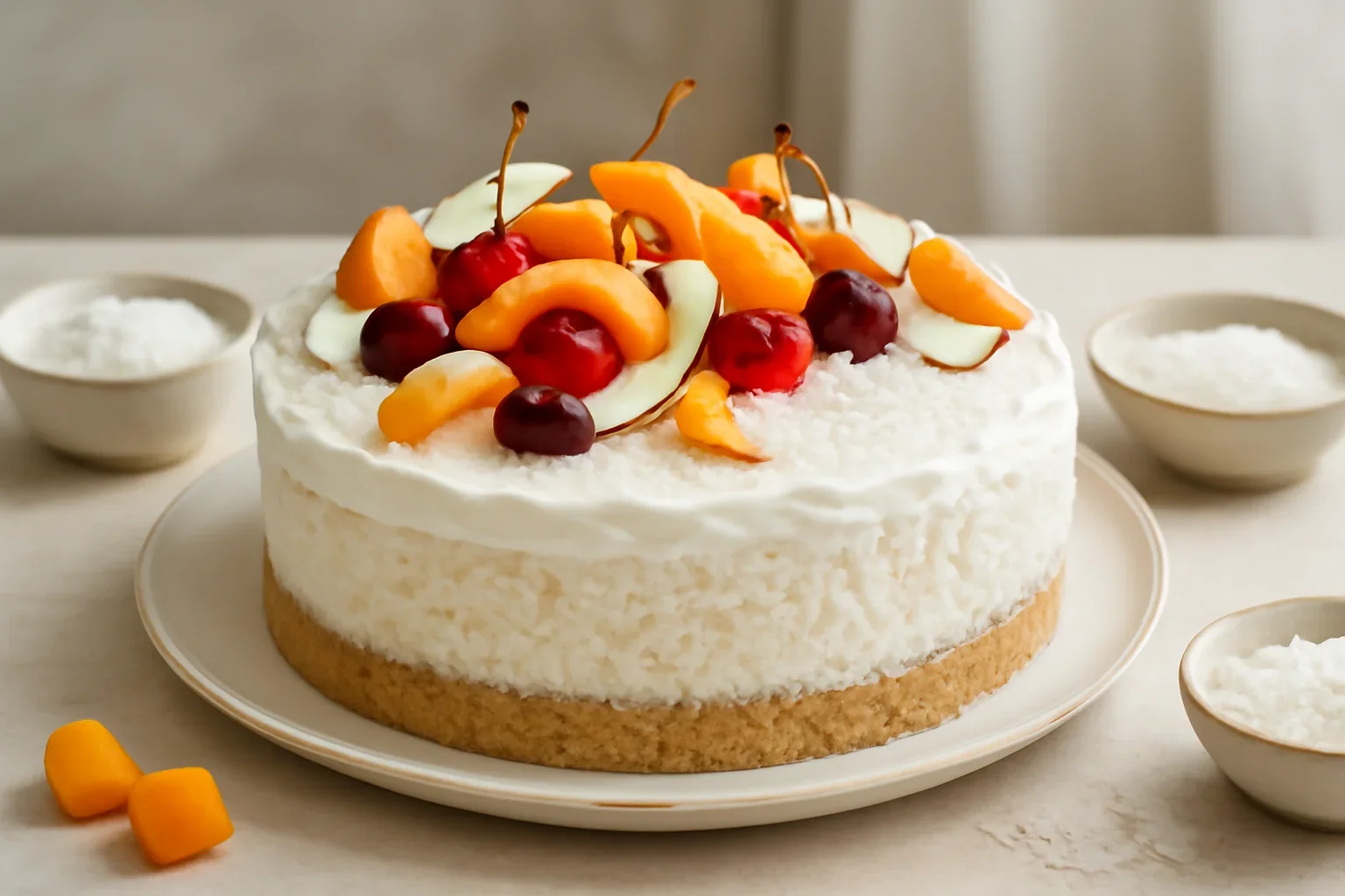Tort de orez cu lapte, fructe si frisca – fara coacere