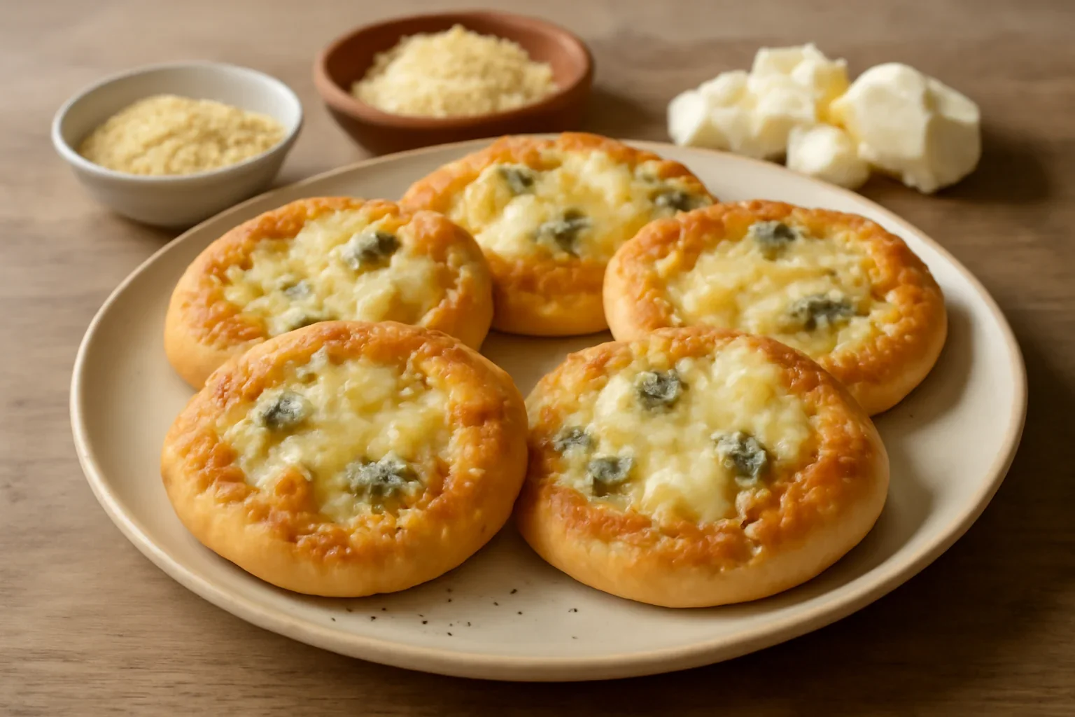 Mini pizza cu patru tipuri de branza