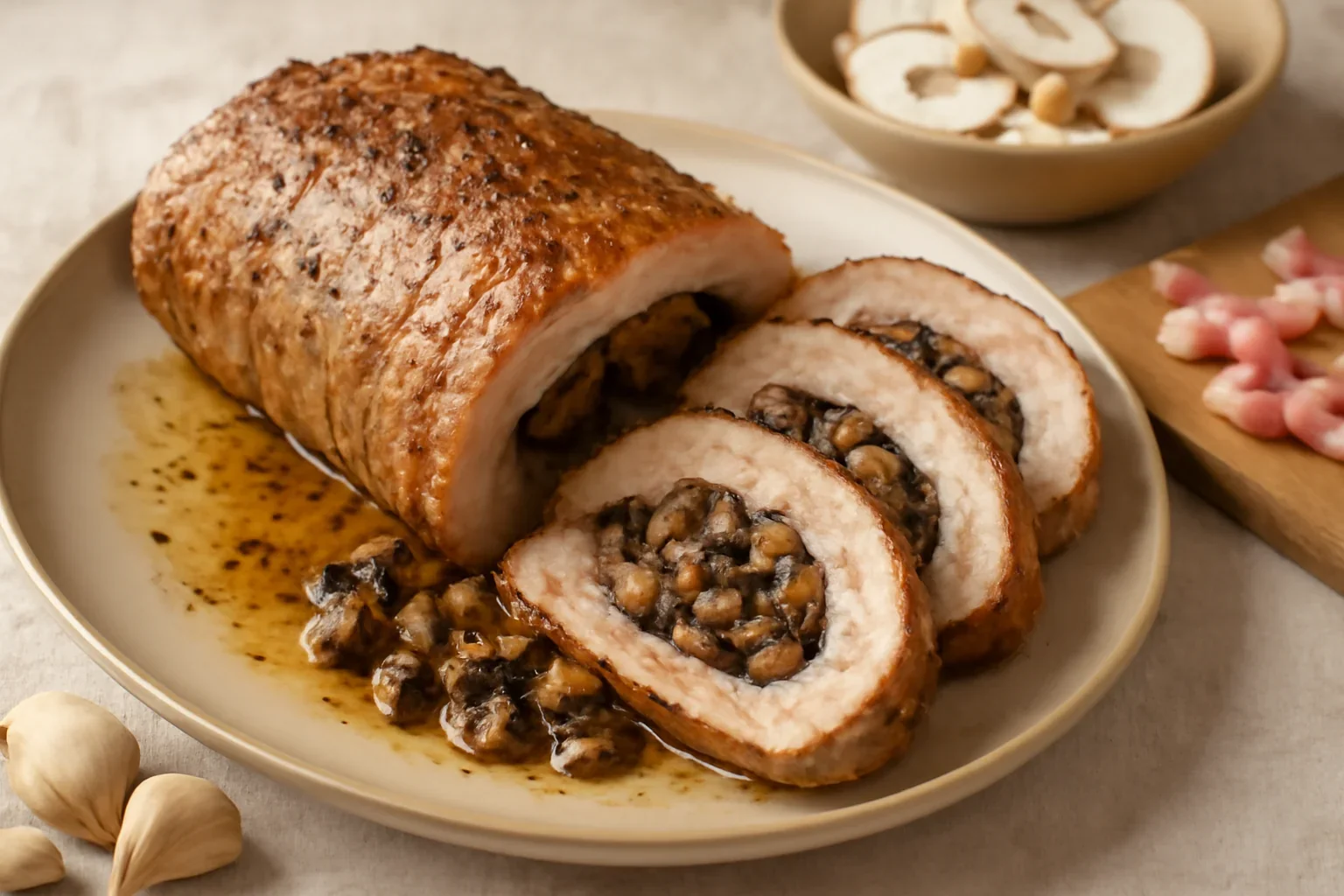 Muschiulet de porc umplut cu ciuperci