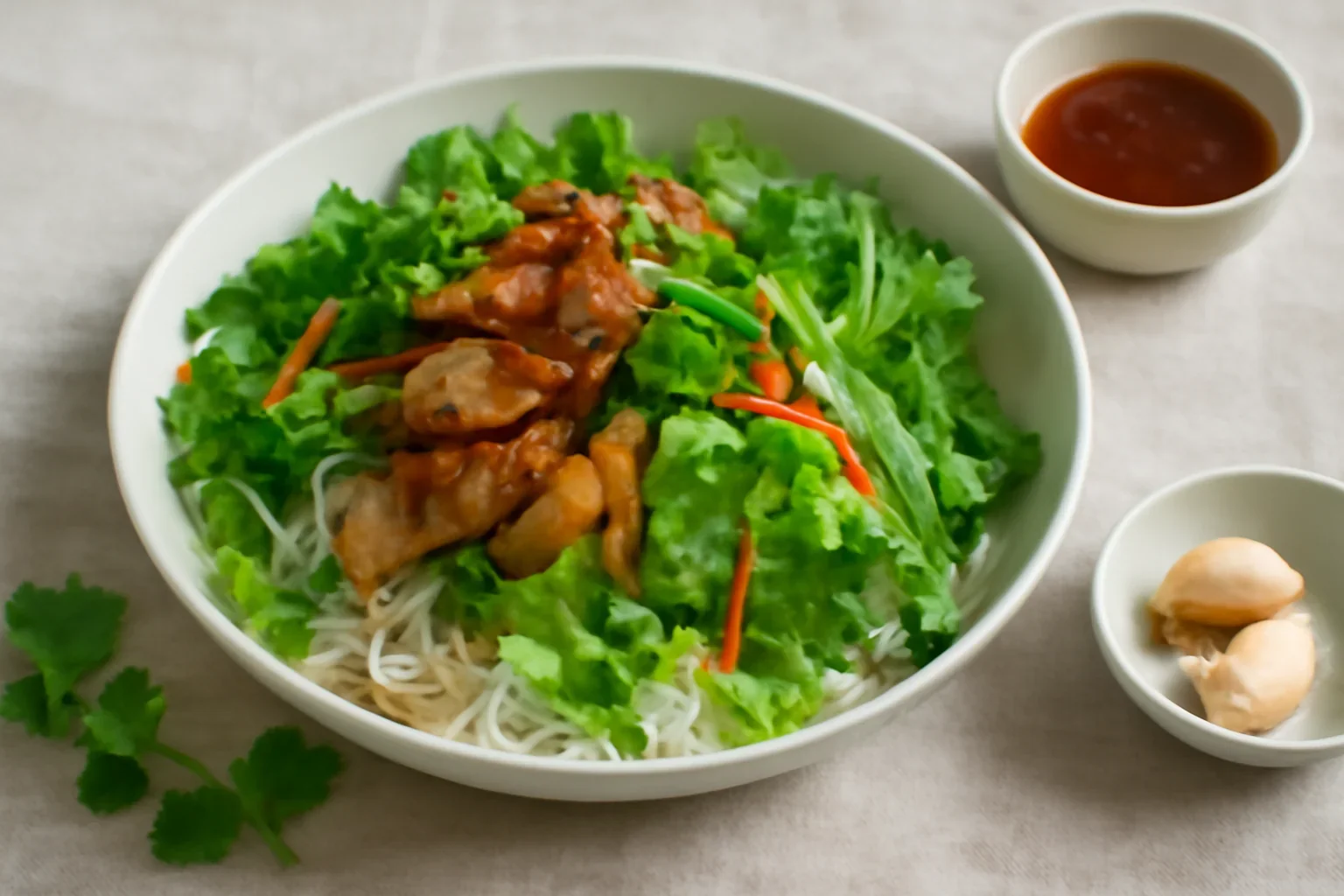 Salată vietnameză de pui cu tăiței de orez