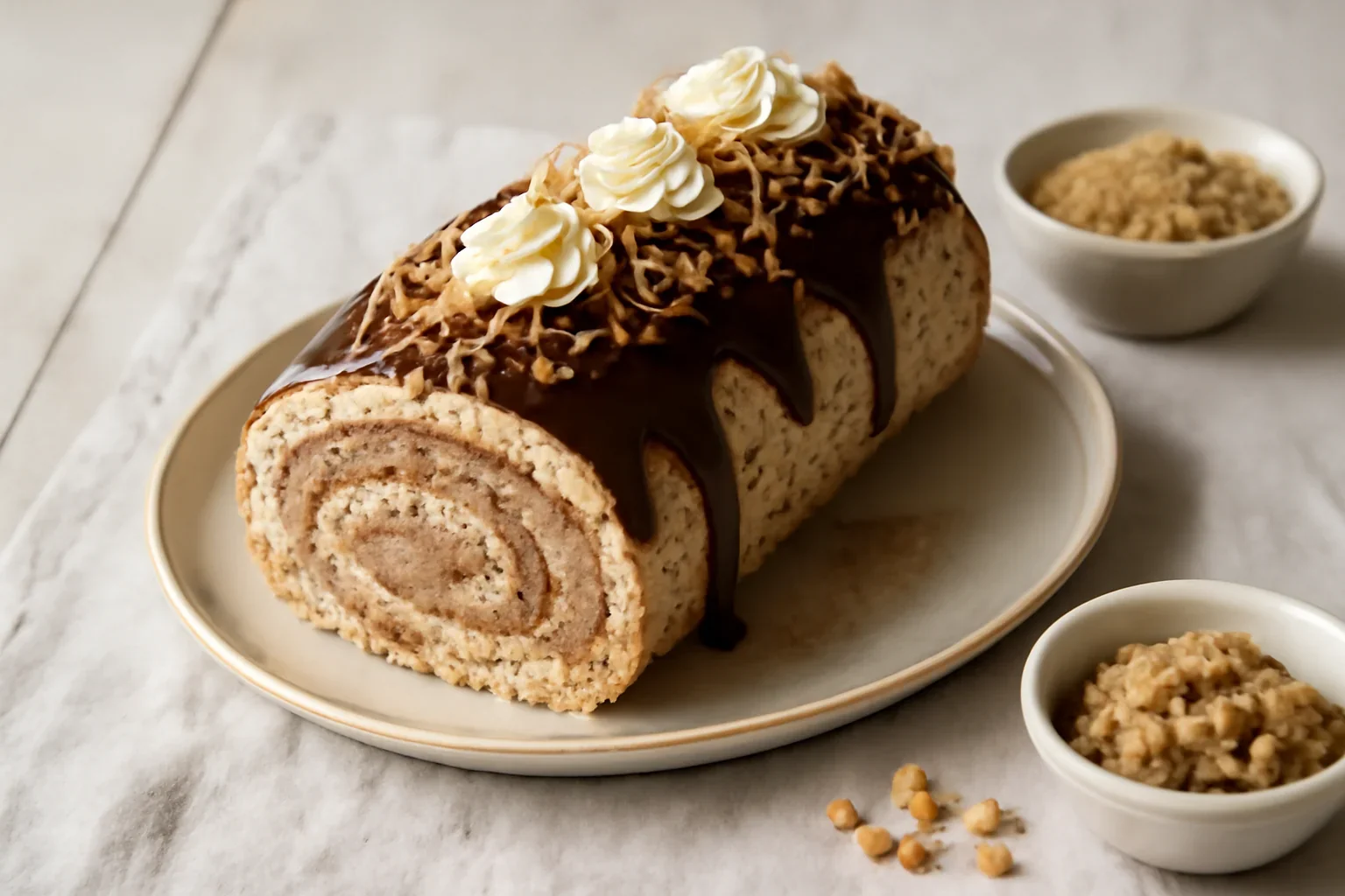 Rulada de bezea cu nuca umpluta cu crema de castane