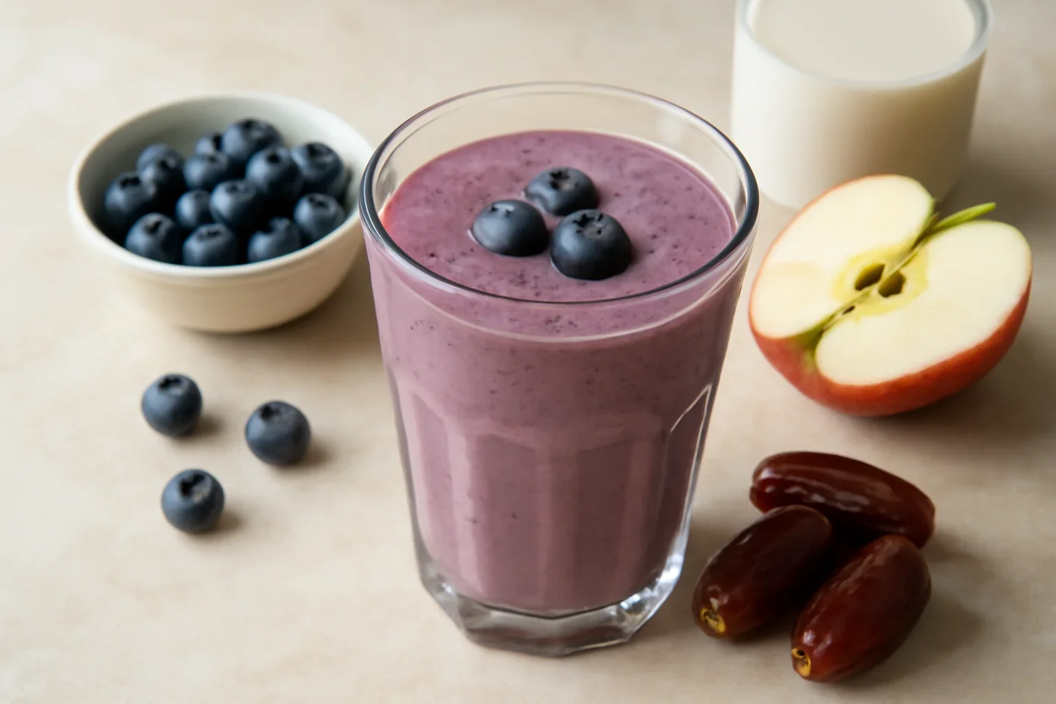 Smoothie de afine cu măr și curmale