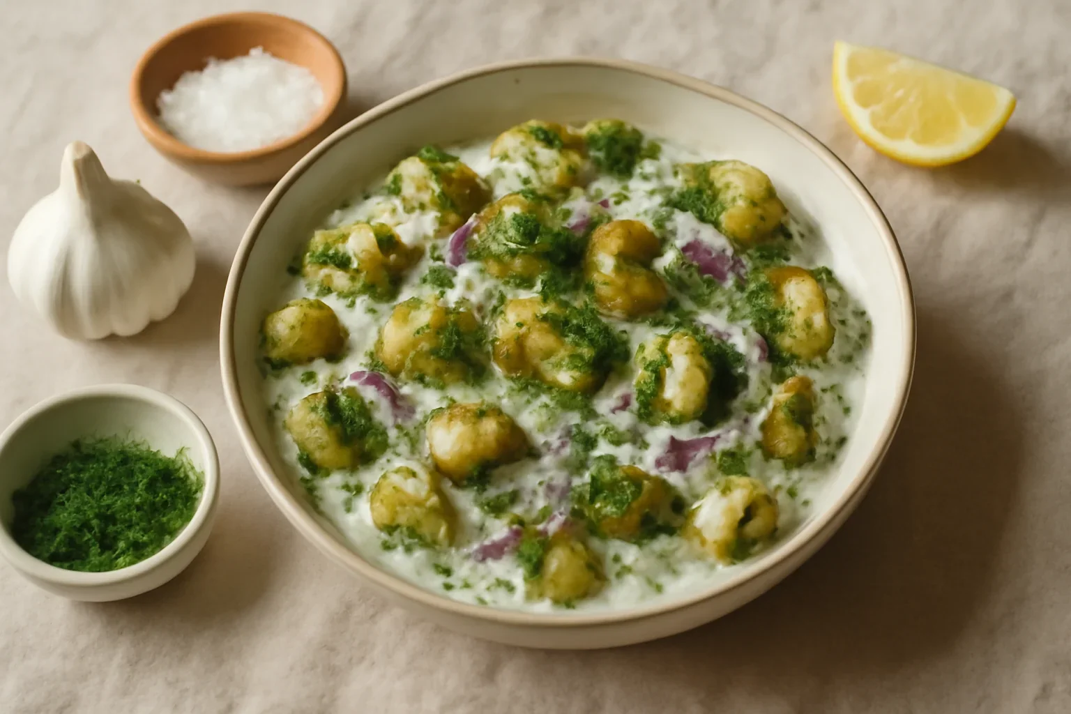 Salata de dovlecei copti cu usturoi si iaurt