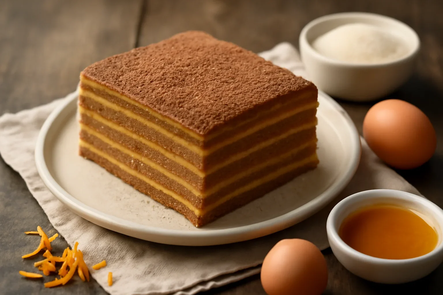 Prajitura cu crema caramel si foi cu miere – Dobos Englezesc