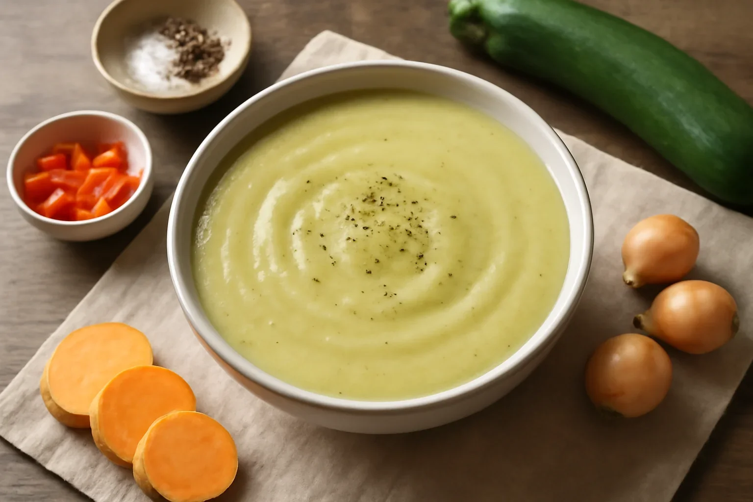 Supa crema de dovlecei cu legume, reteta de post sau de dulce
