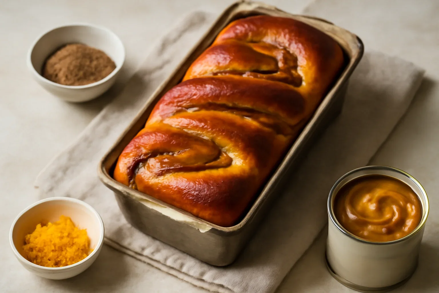 Cozonac cu cremă caramel