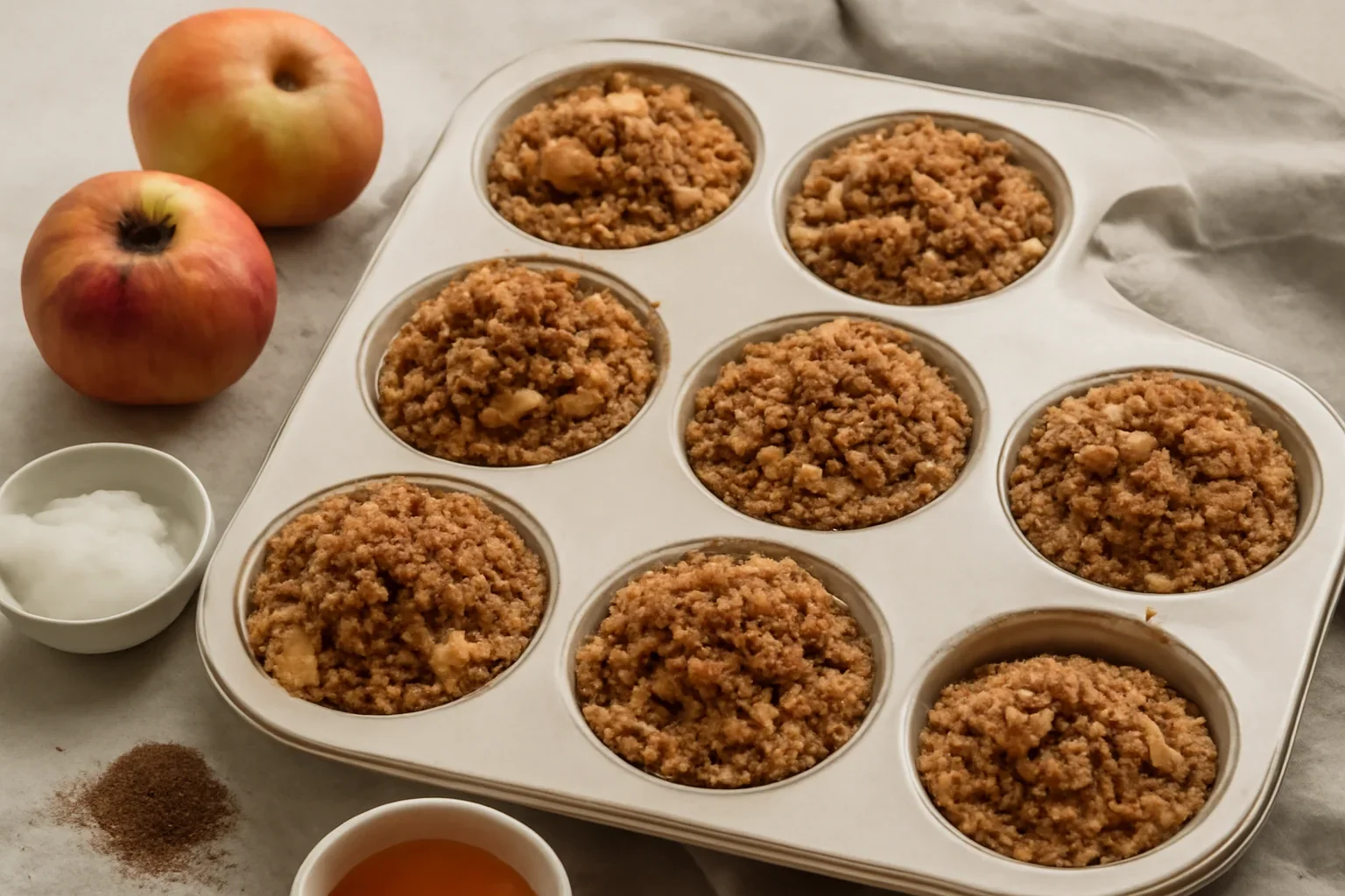 Muffins cu mere coapte și pesmet crocant