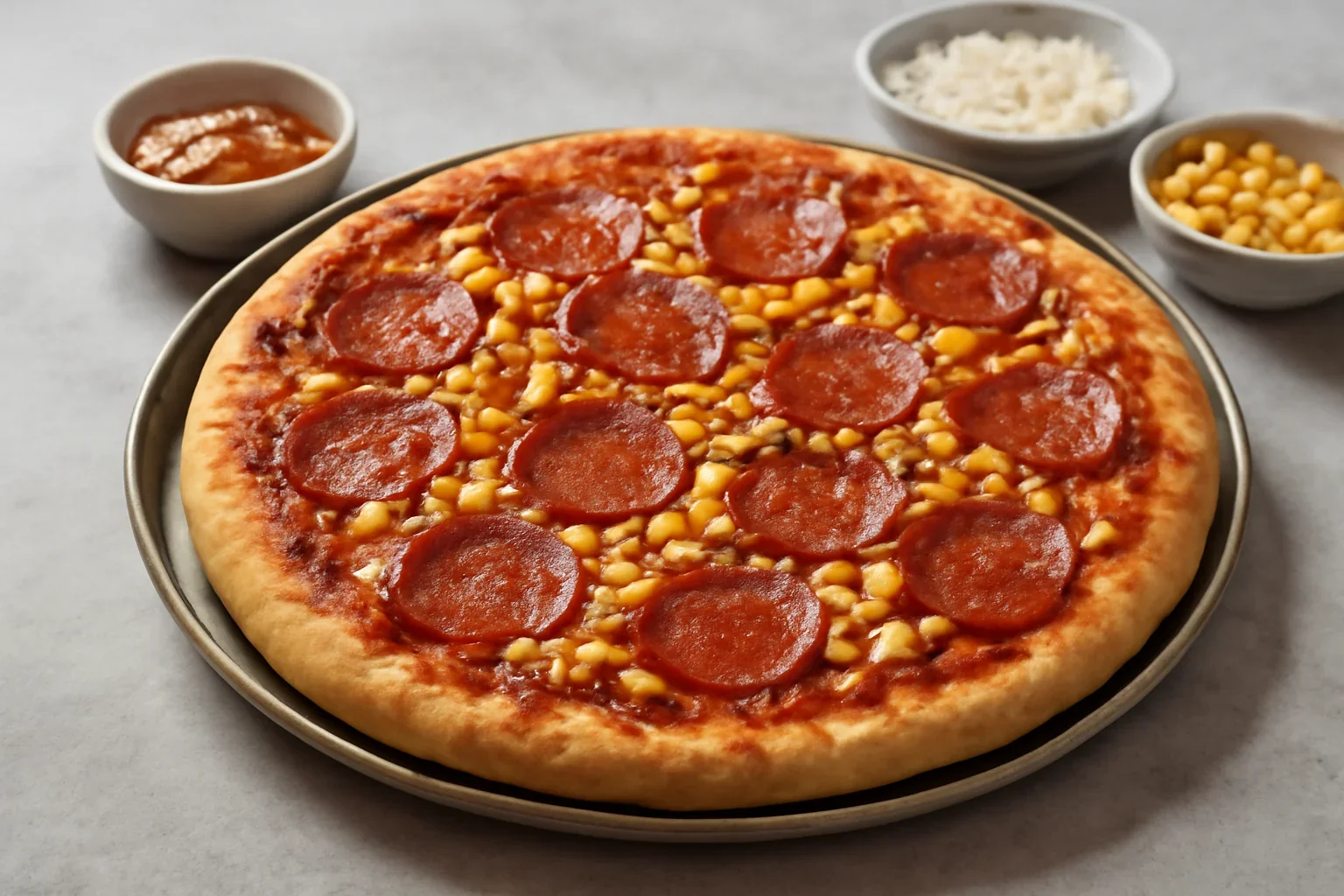 Pizza Pepperoni cu porumb