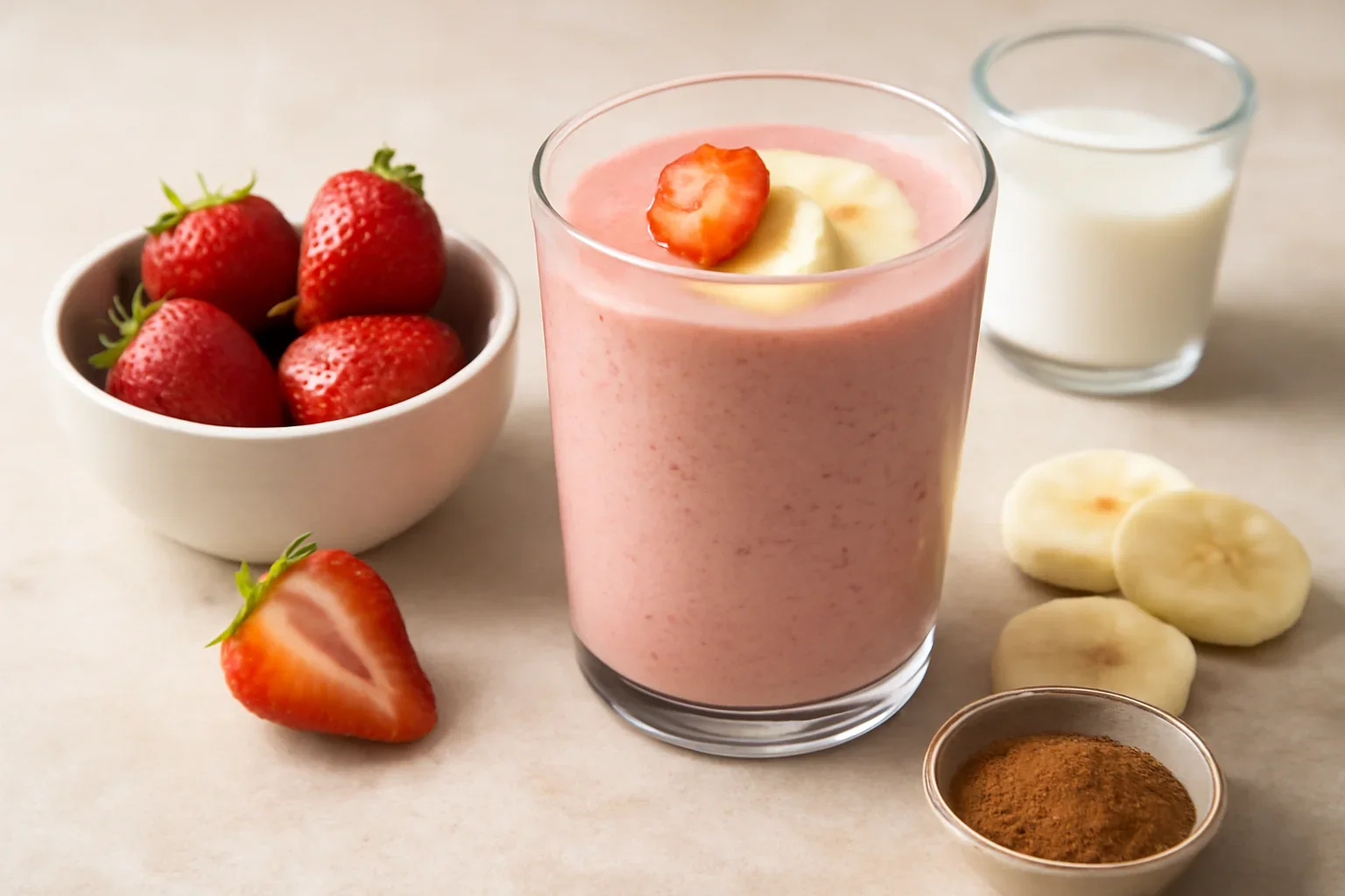 Smoothie cu căpșuni și banane