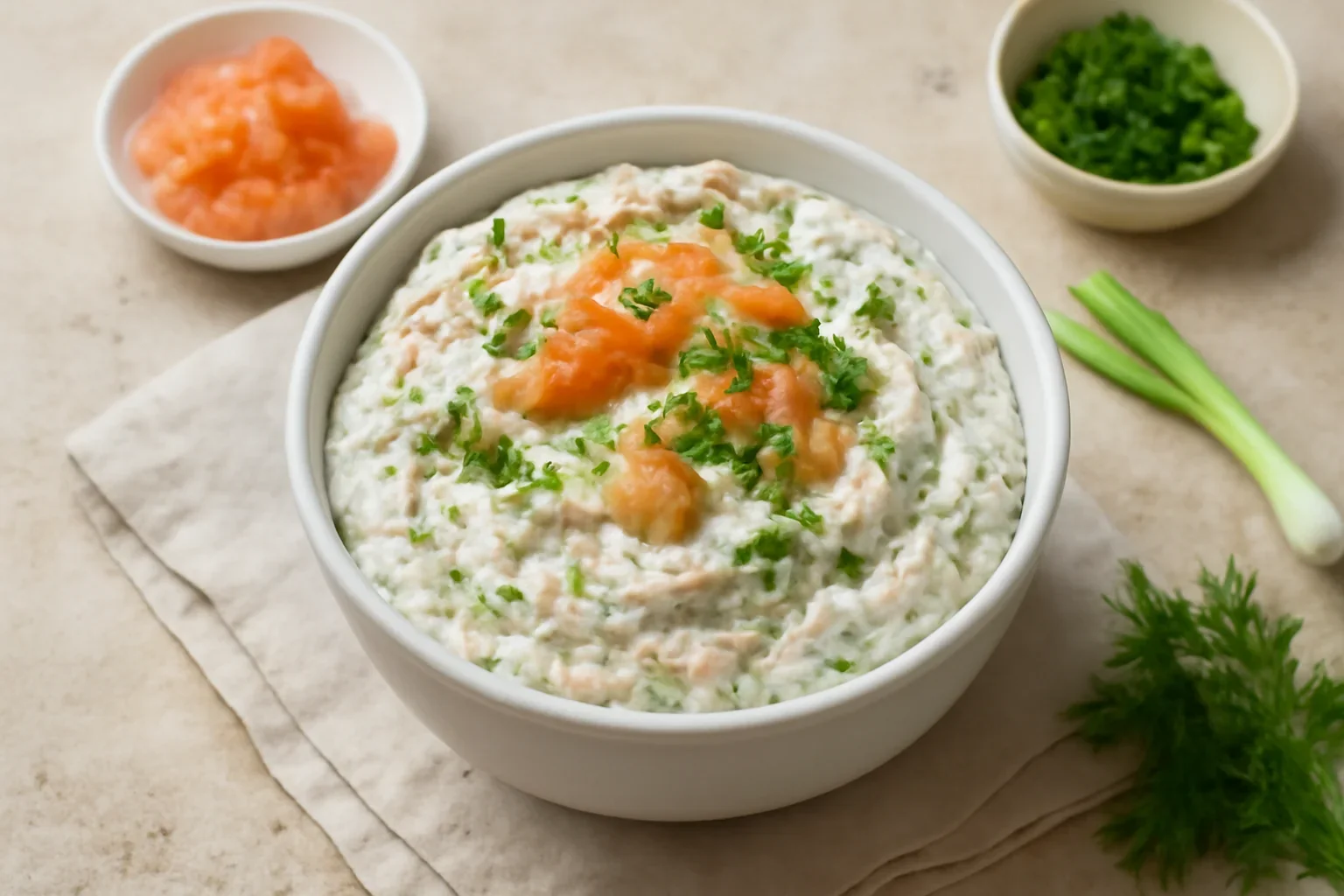 Cremă de brânză cu somon afumat și verdețuri – rețeta de pastă aperitiv