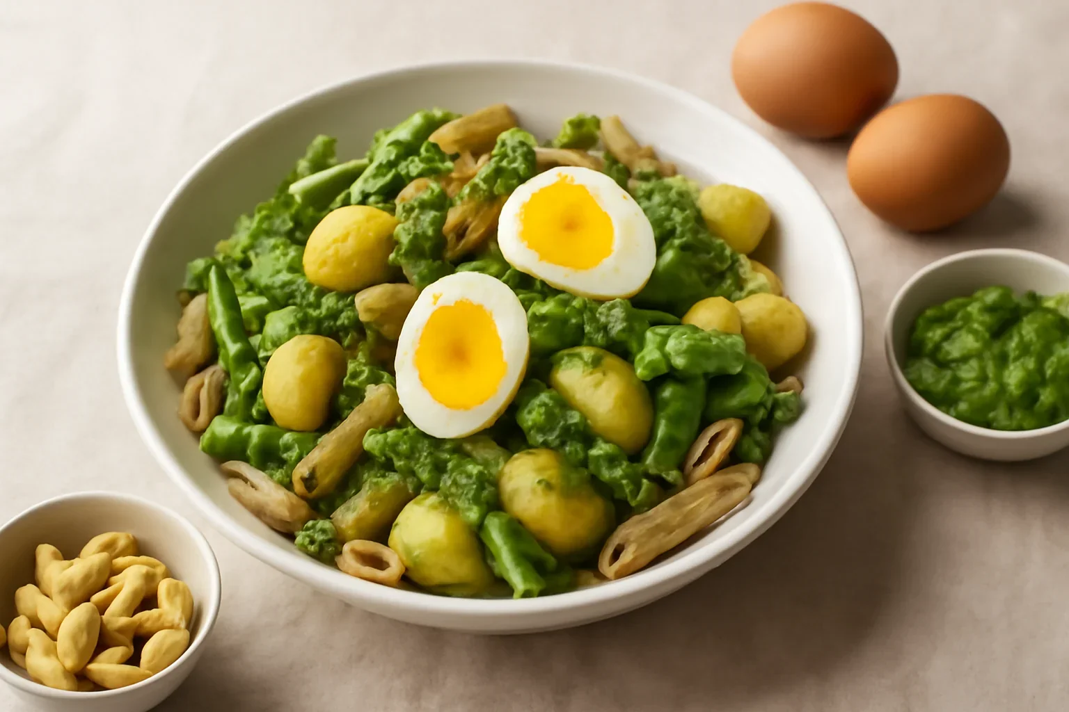 Salată de paste cu cartofi și pesto de busuioc