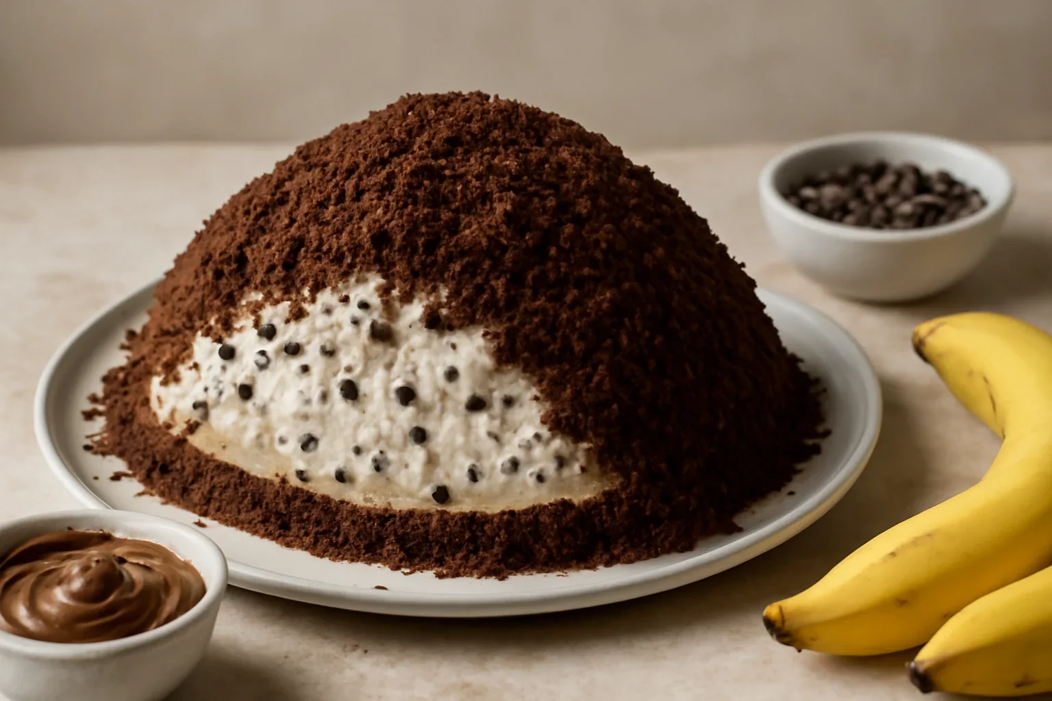 Mușuroi de cârtiță rețeta de tort cu banane, Nutella și mascarpone