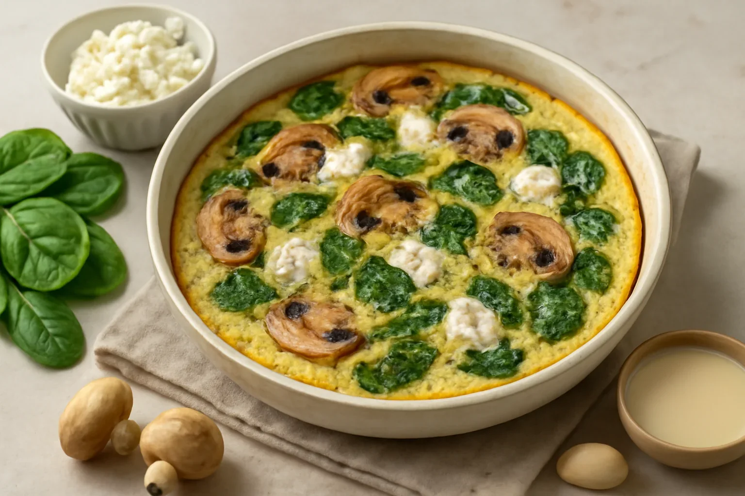 Frittata cu spanac și ciuperci