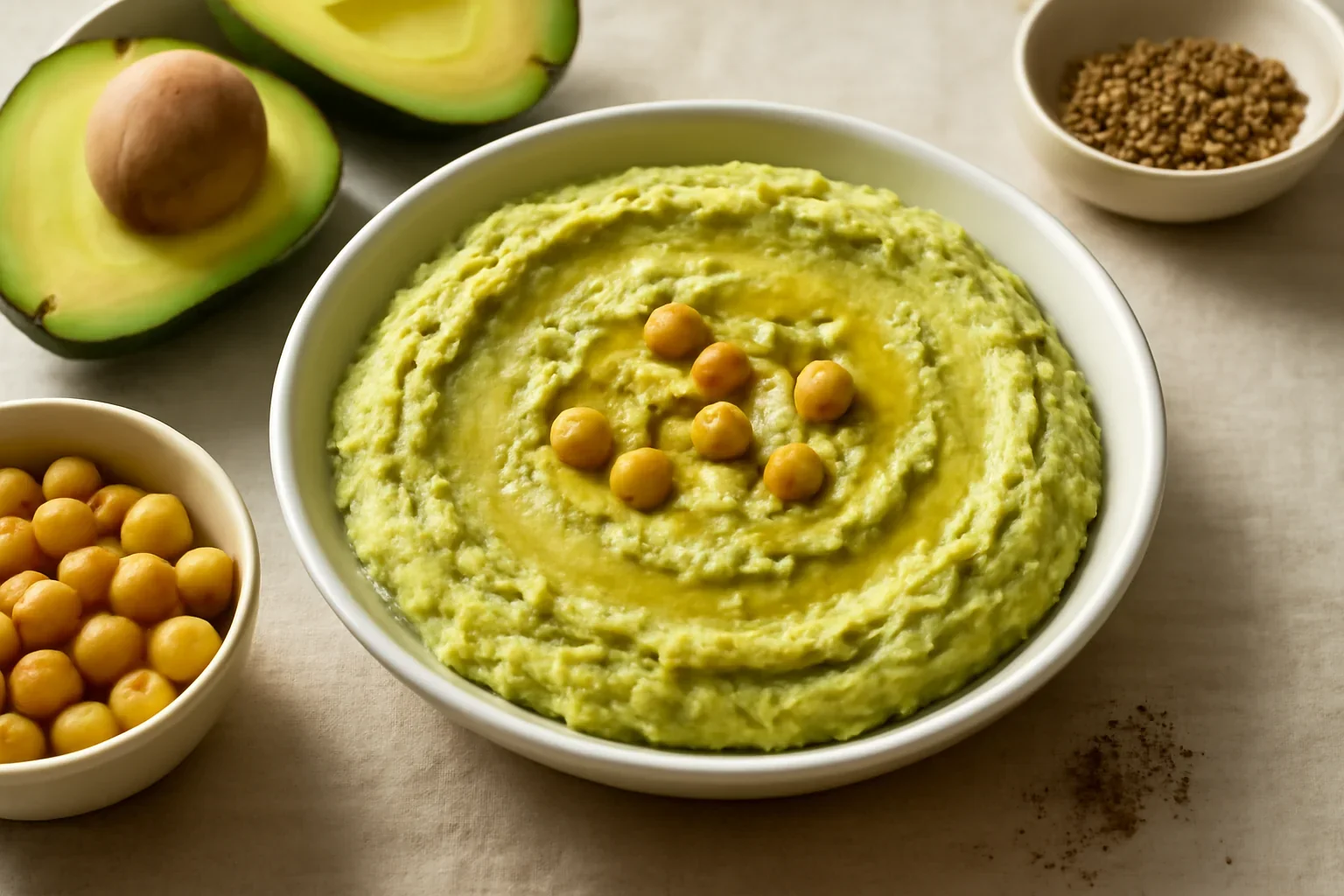 Hummus din avocado și năut