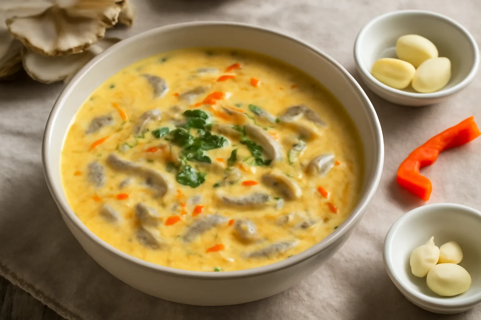 Ciorba falsa de burta cu ciuperci pleurotus, reteta rapida