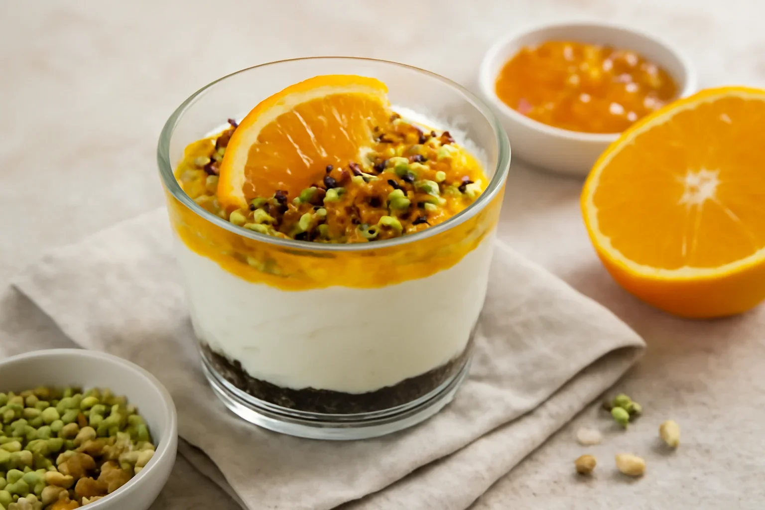 Cheesecake cu portocale la pahar