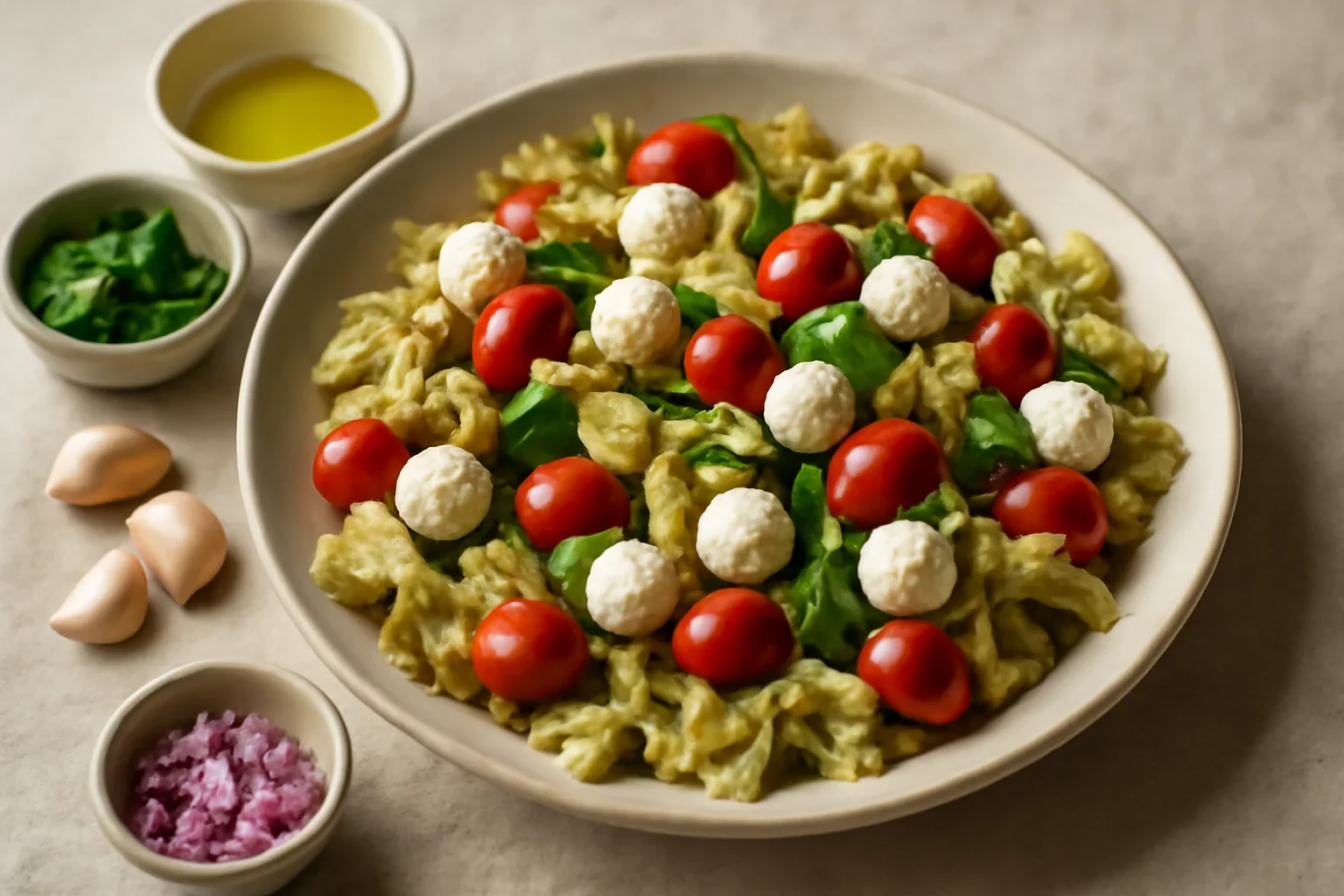 Salata caprese cu paste