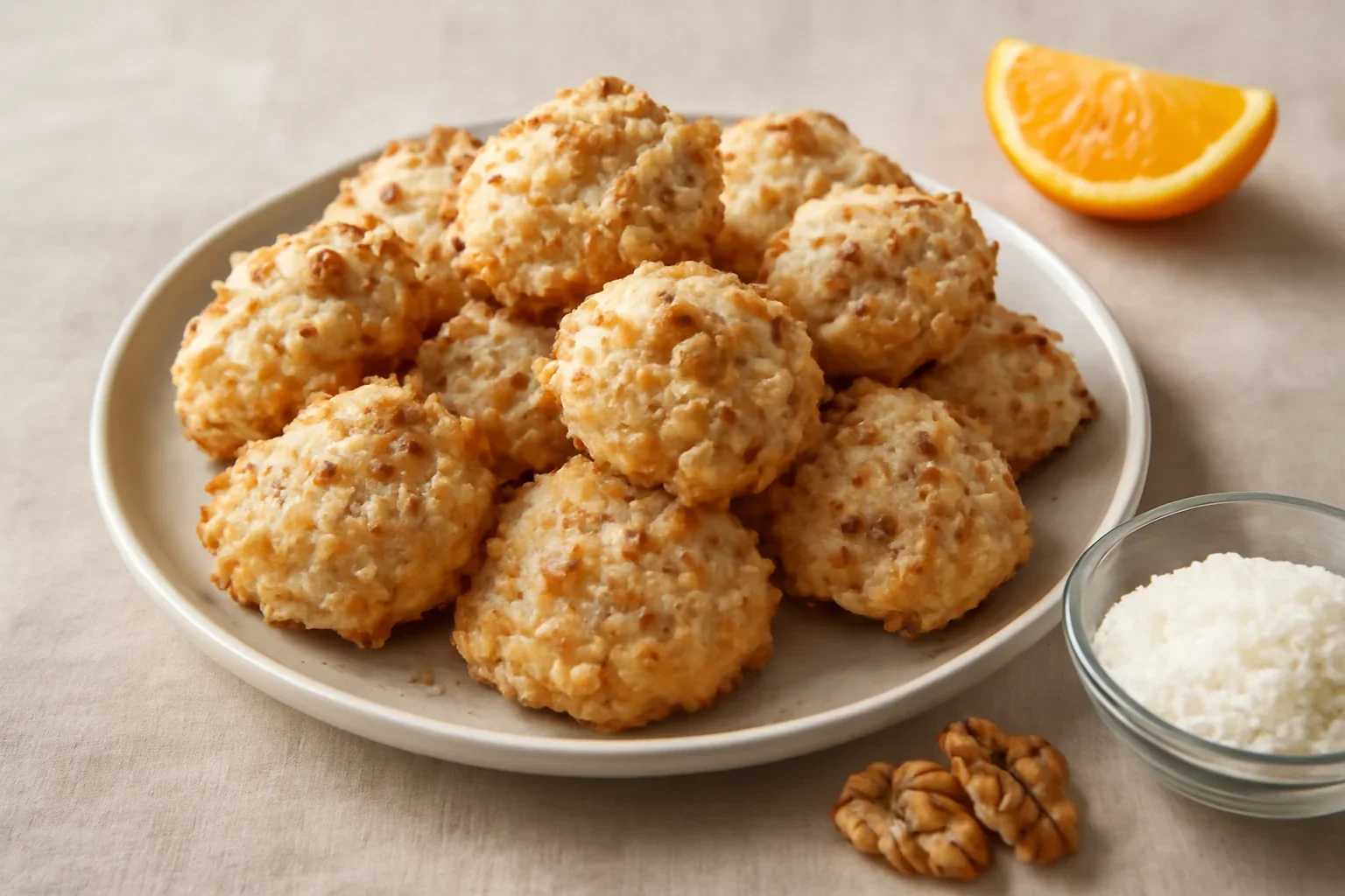 Biscuiti cu nuca de cocos, nuca si albusuri