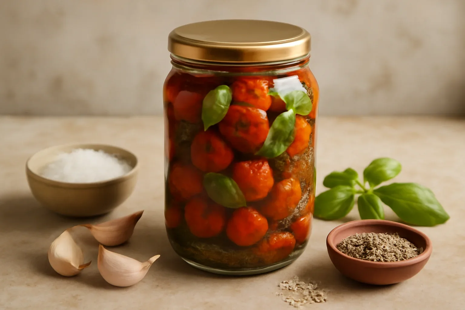Rosii cherry in ulei la borcan pentru iarna
