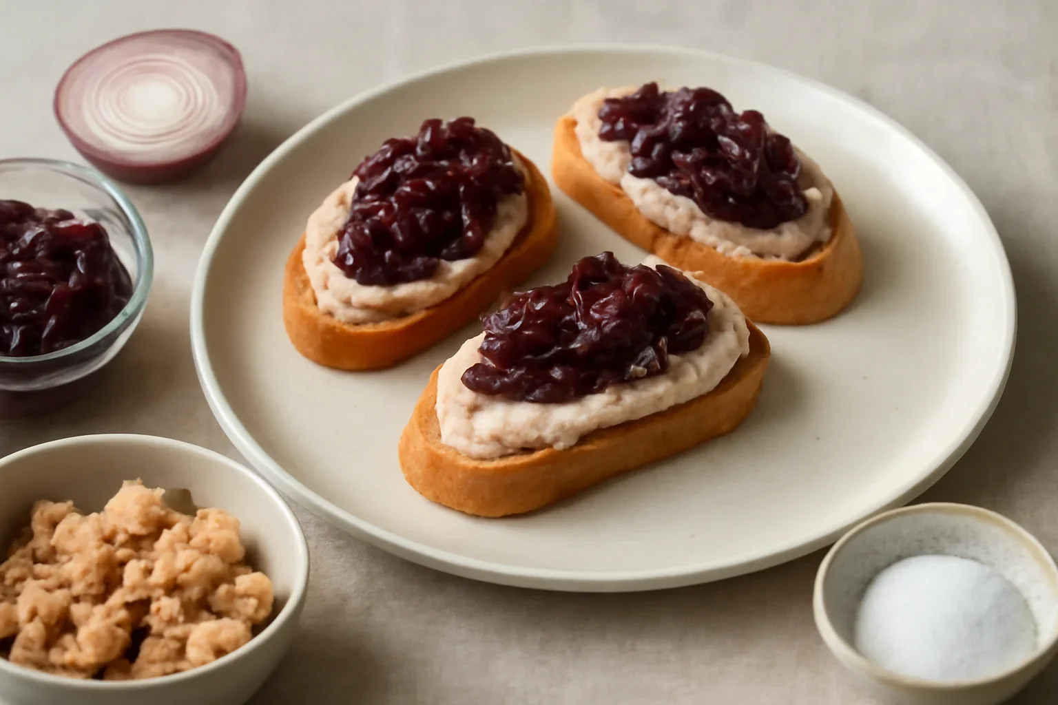Crema cu ceapa rosie pentru bruschete