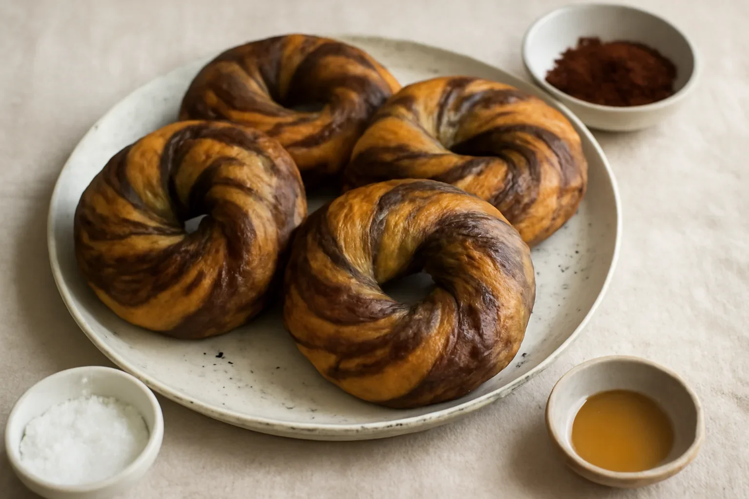 Bagels marmorate cu cacao