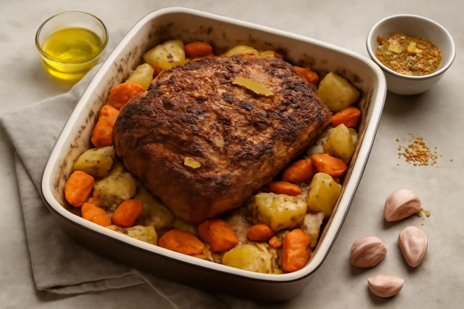 Ceafa de porc la cuptor cu legume
