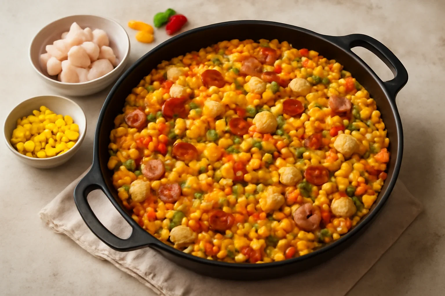 Paella cu pui si porumb