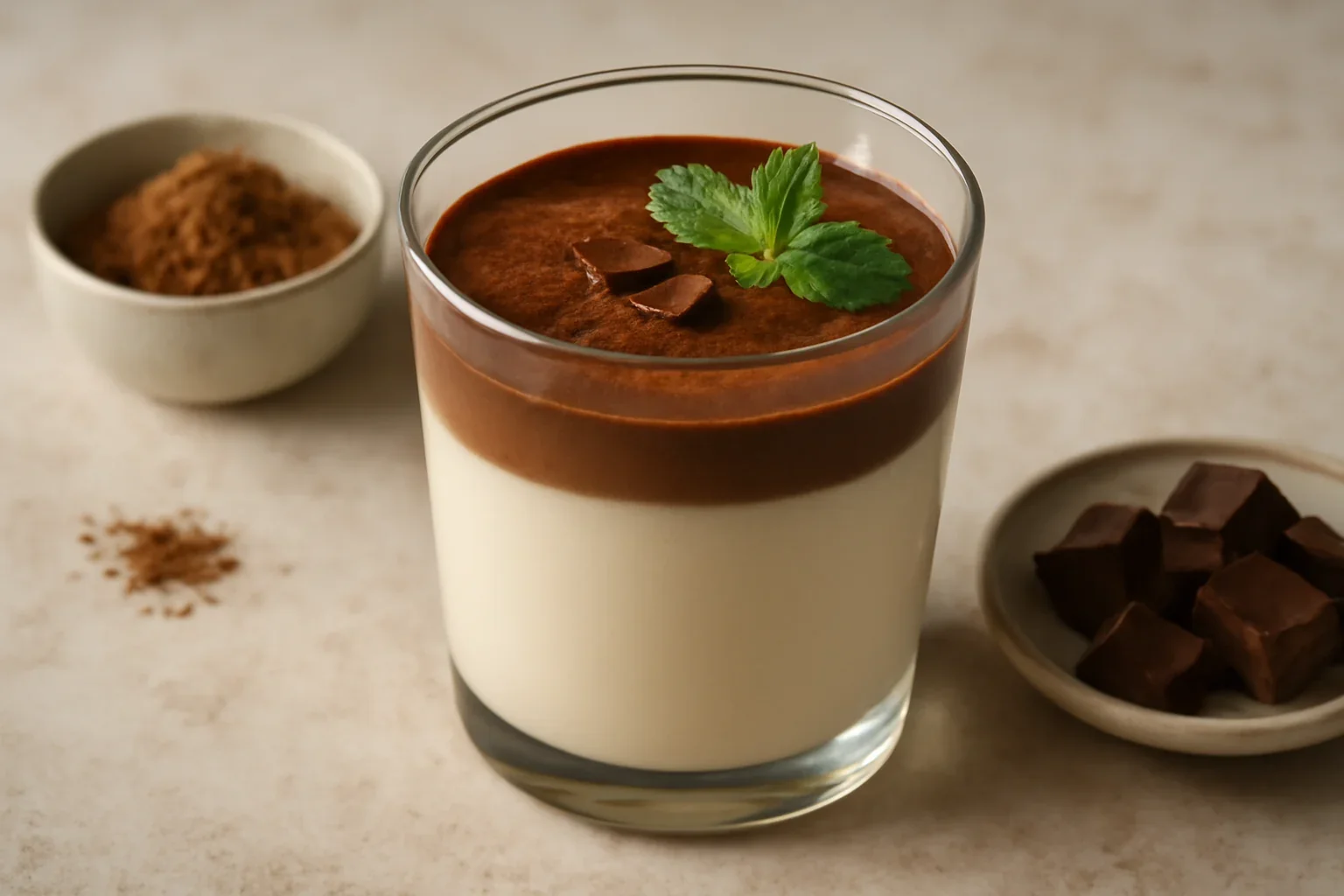 Panna cotta cu ciocolata la pahar
