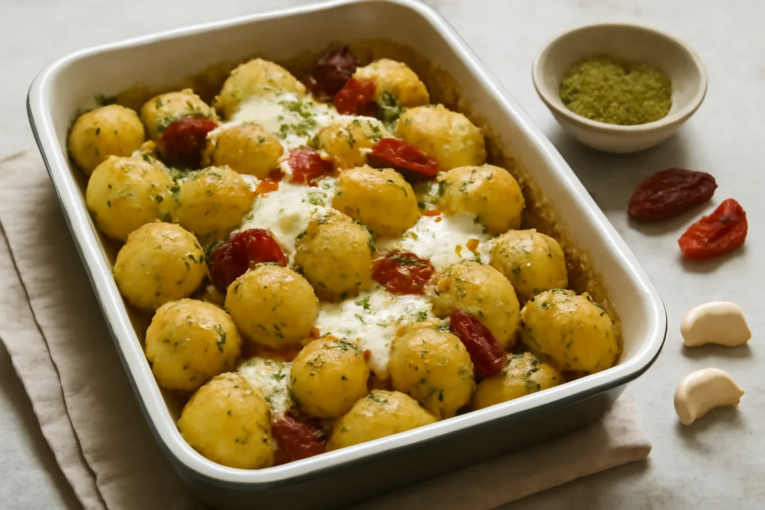 Cartofi noi cu mozzarella la cuptor