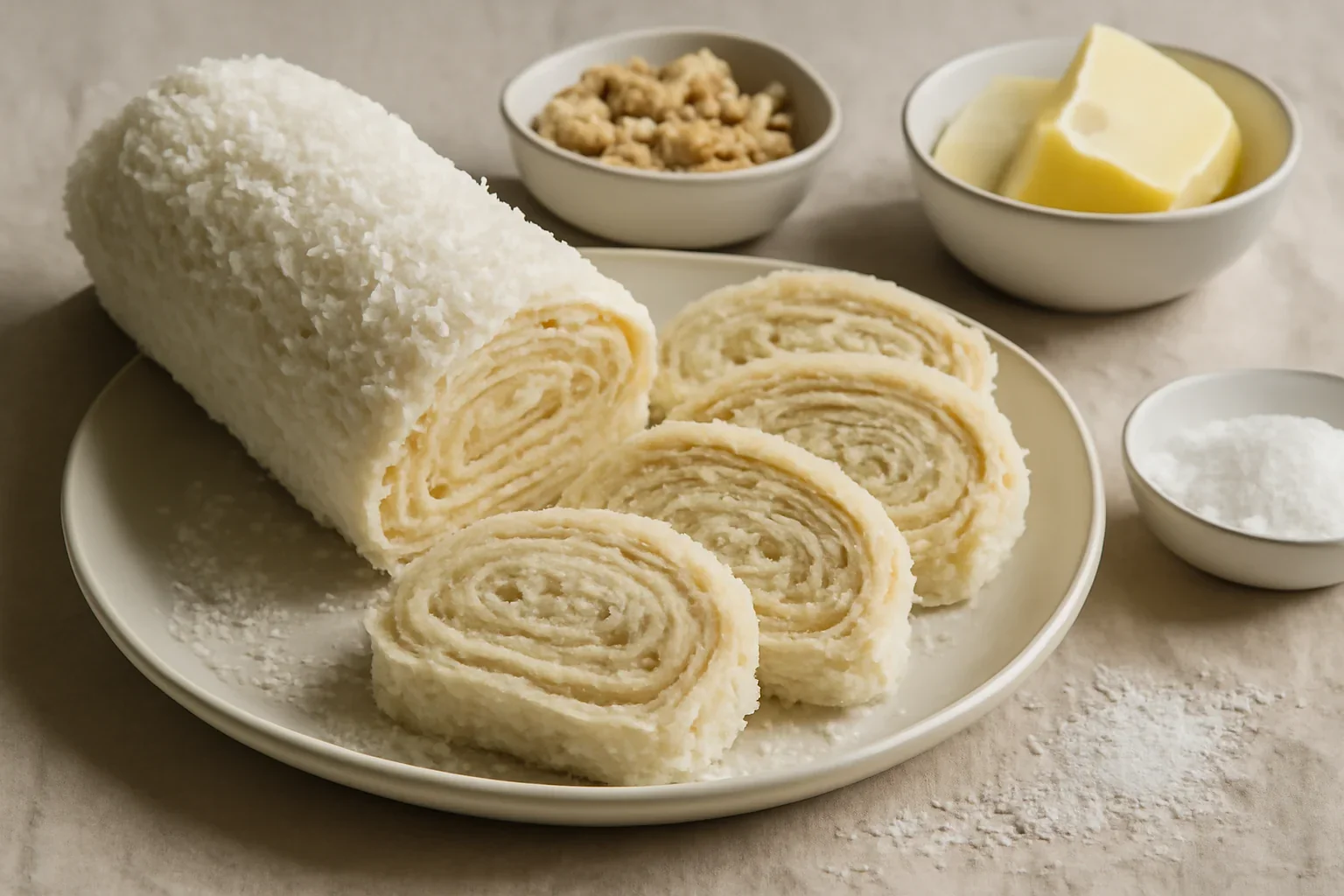 Rulada din foi de napolitana, mascarpone si halva