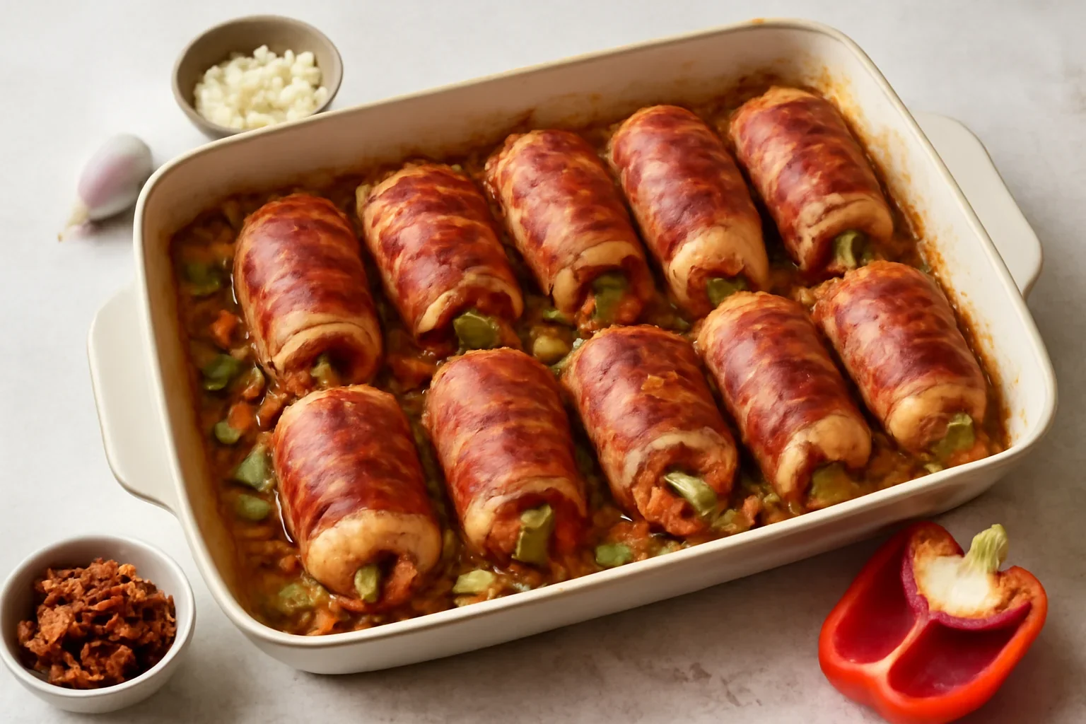 Rulouri de pui cu legume si prosciutto