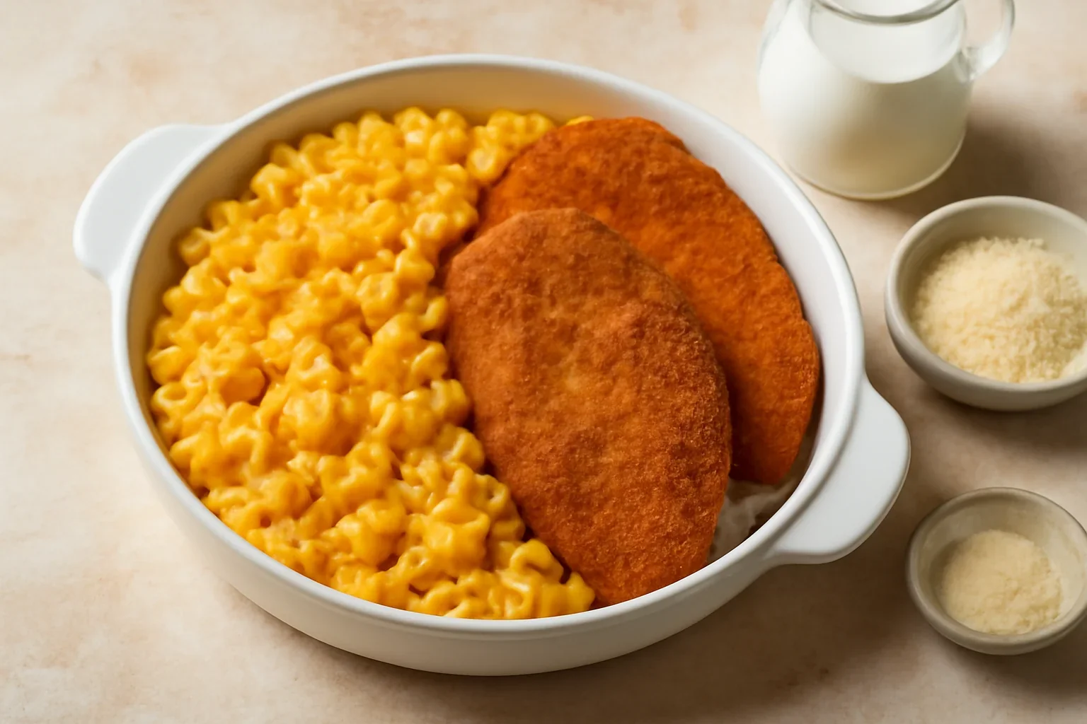Escalope pane de curcan si de macaroane cu branza