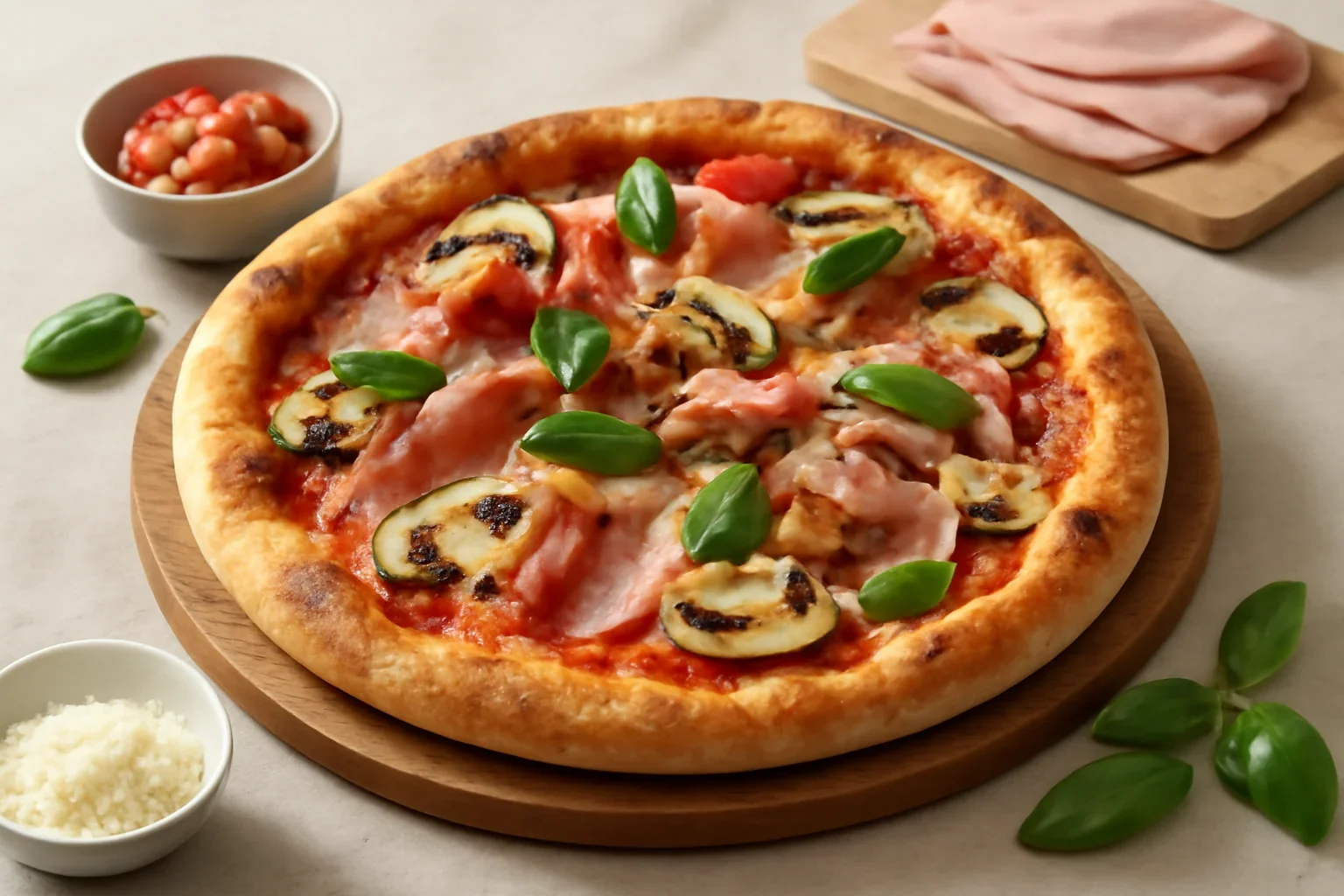 Pizza cu sunca si ciuperci – prosciutto funghi