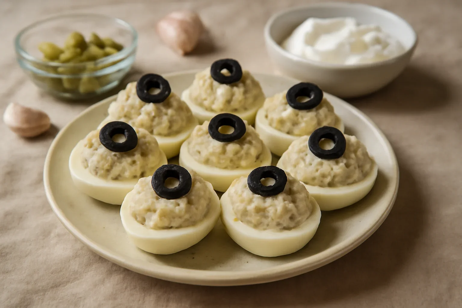 Oua umplute cu crema de branza