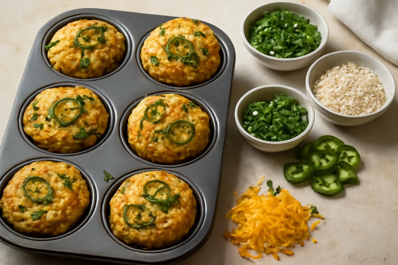Muffins cu cheddar și jalapeños