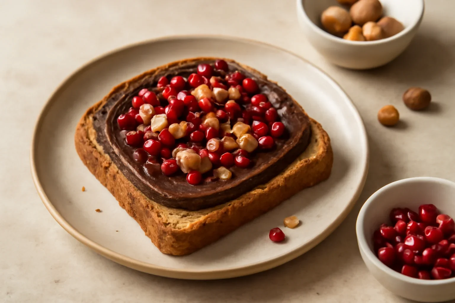 Toast cu hummus de ciocolată și nuci